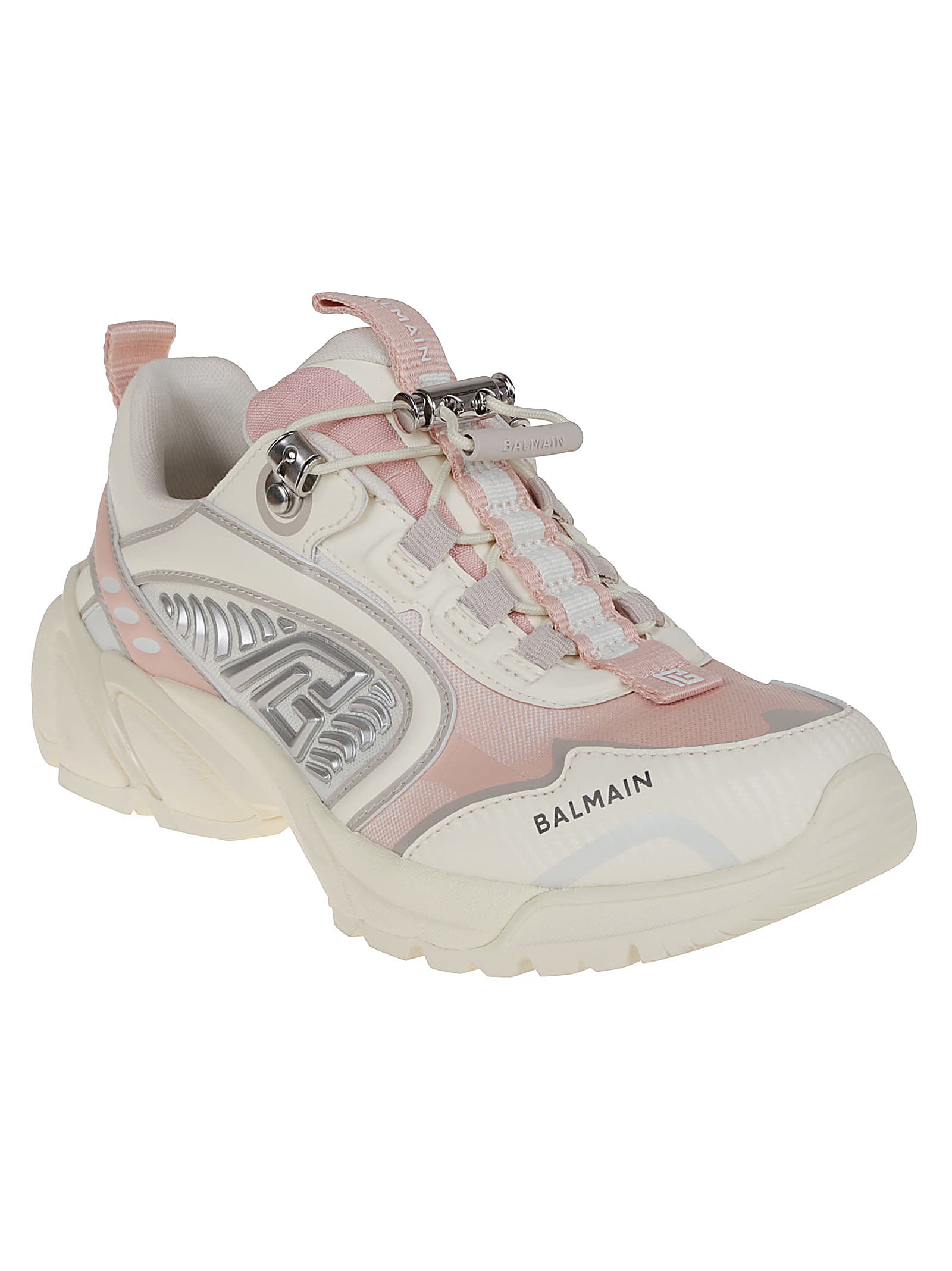 Balmain Cosmic Dust Trainers In Technical Materials In Gru Creme Nude Rose