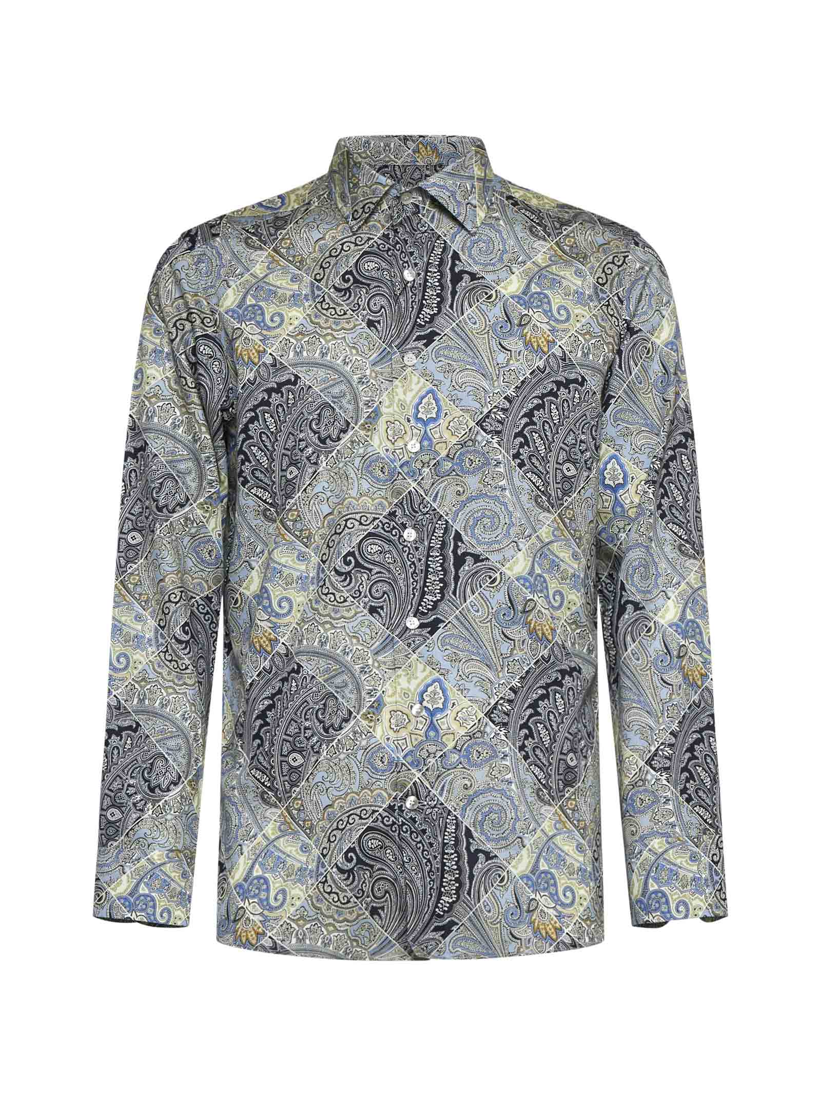 Shop Etro Shirt In Stampa F.do Blu