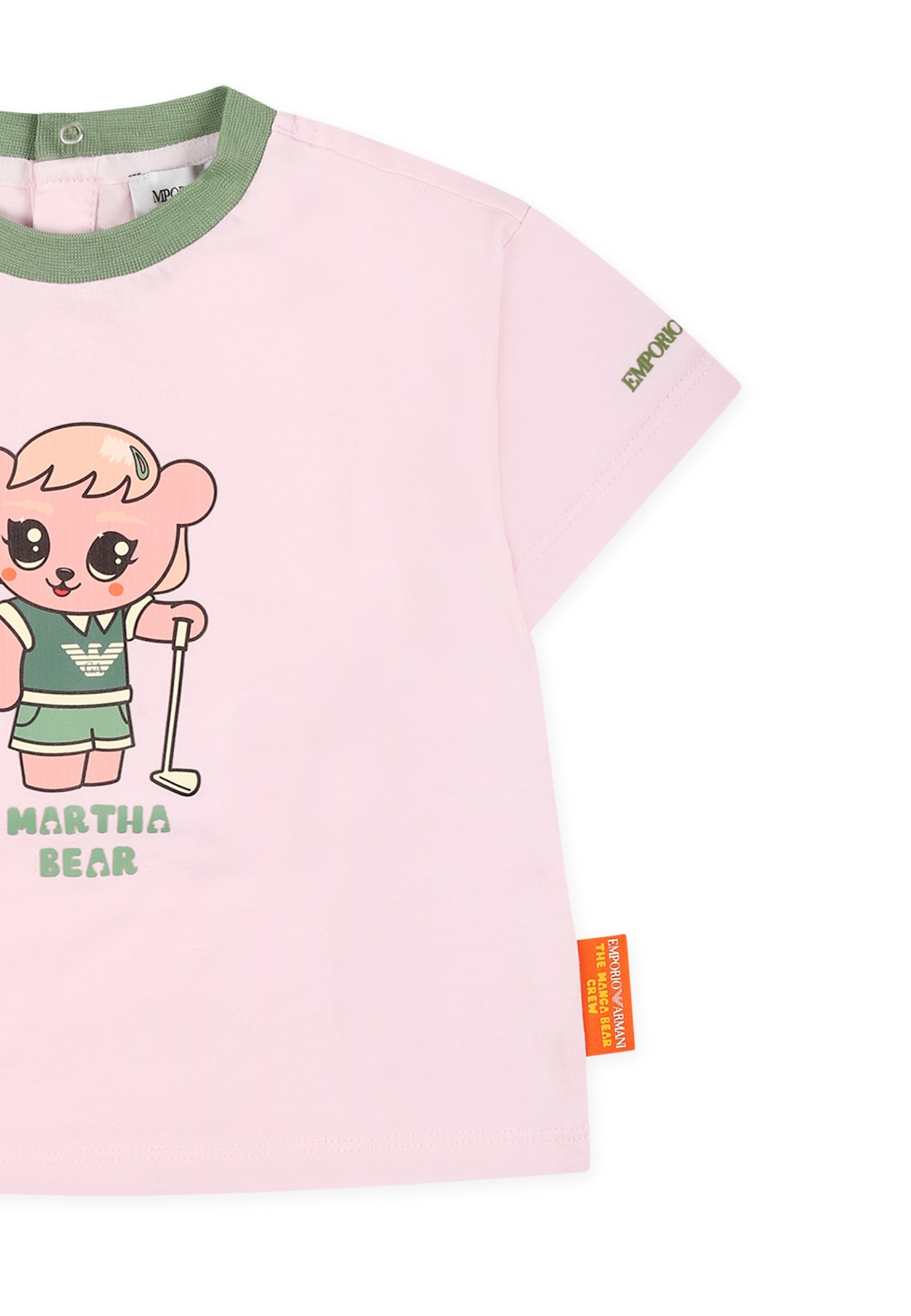 Shop Emporio Armani Pink T-shirt For Girl With Manga Bear