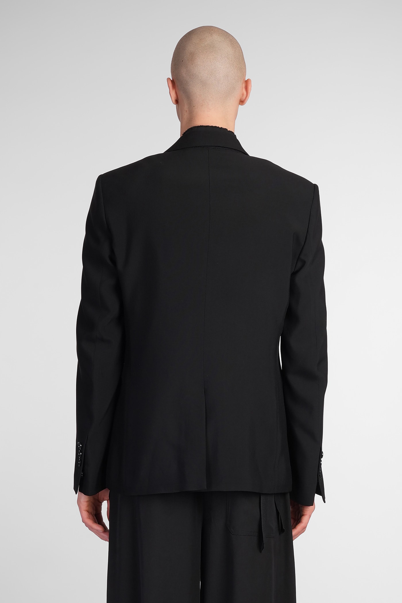Ann Demeulemeester Man Blazer Black Size 42 Virgin Wool In Black