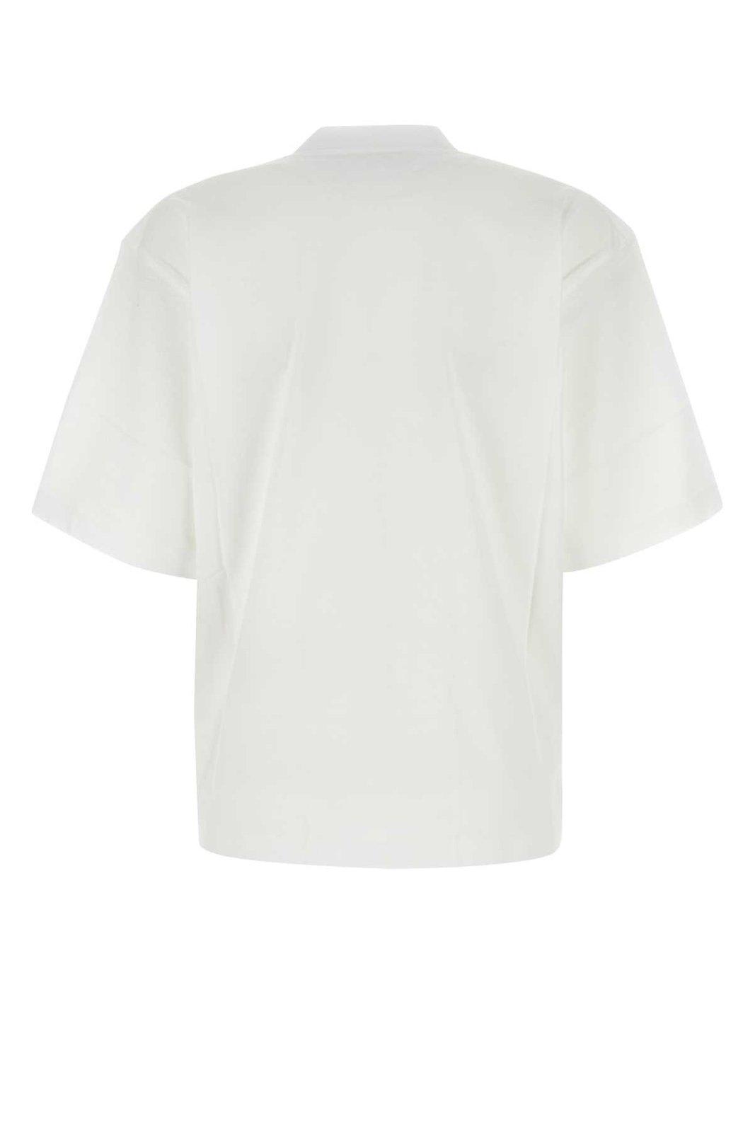 Shop Marni Logo Printed Crewneck T-shirt In White