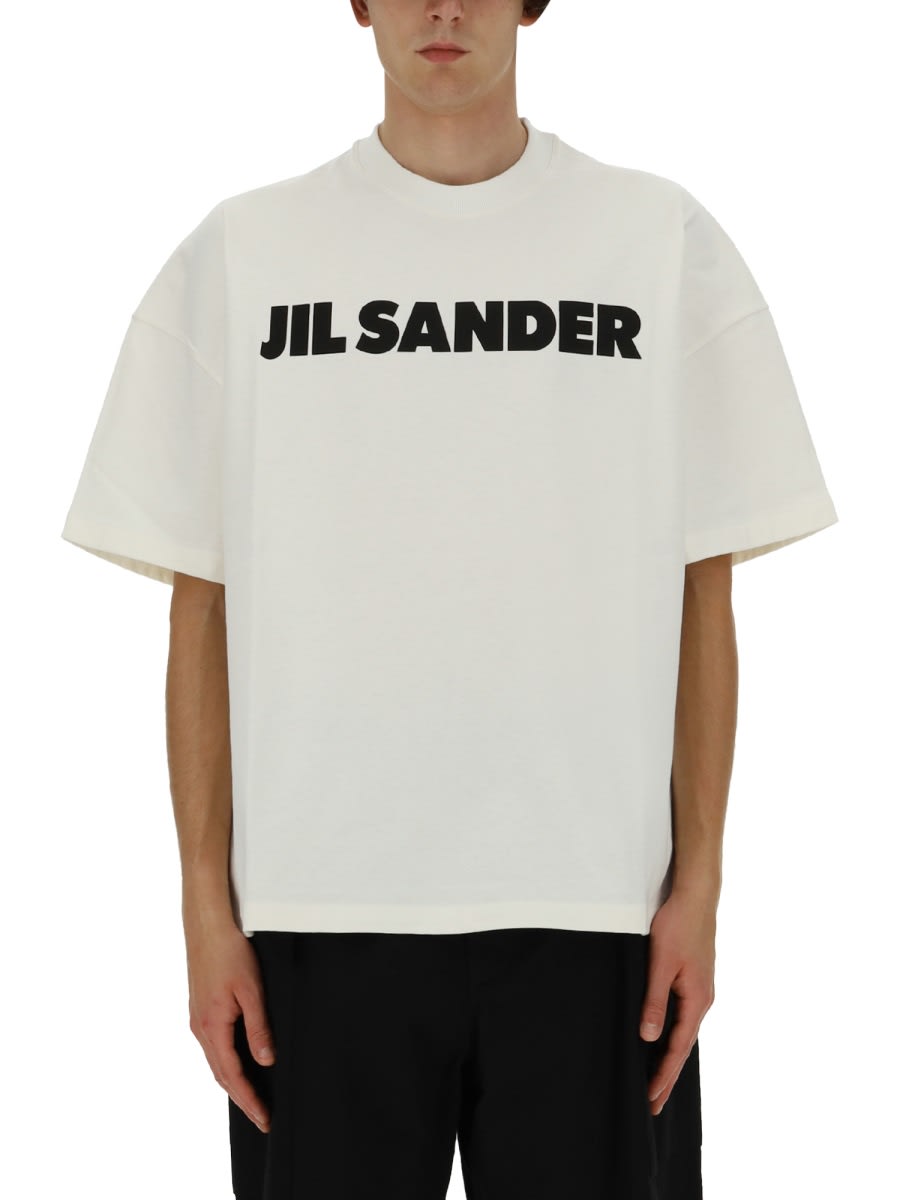 Shop Jil Sander T-shirt With Print In Beige