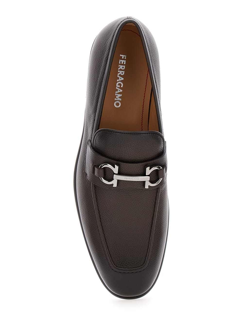 Shop Ferragamo Foster Brown Loafers With Gancini Detail In Leather Man