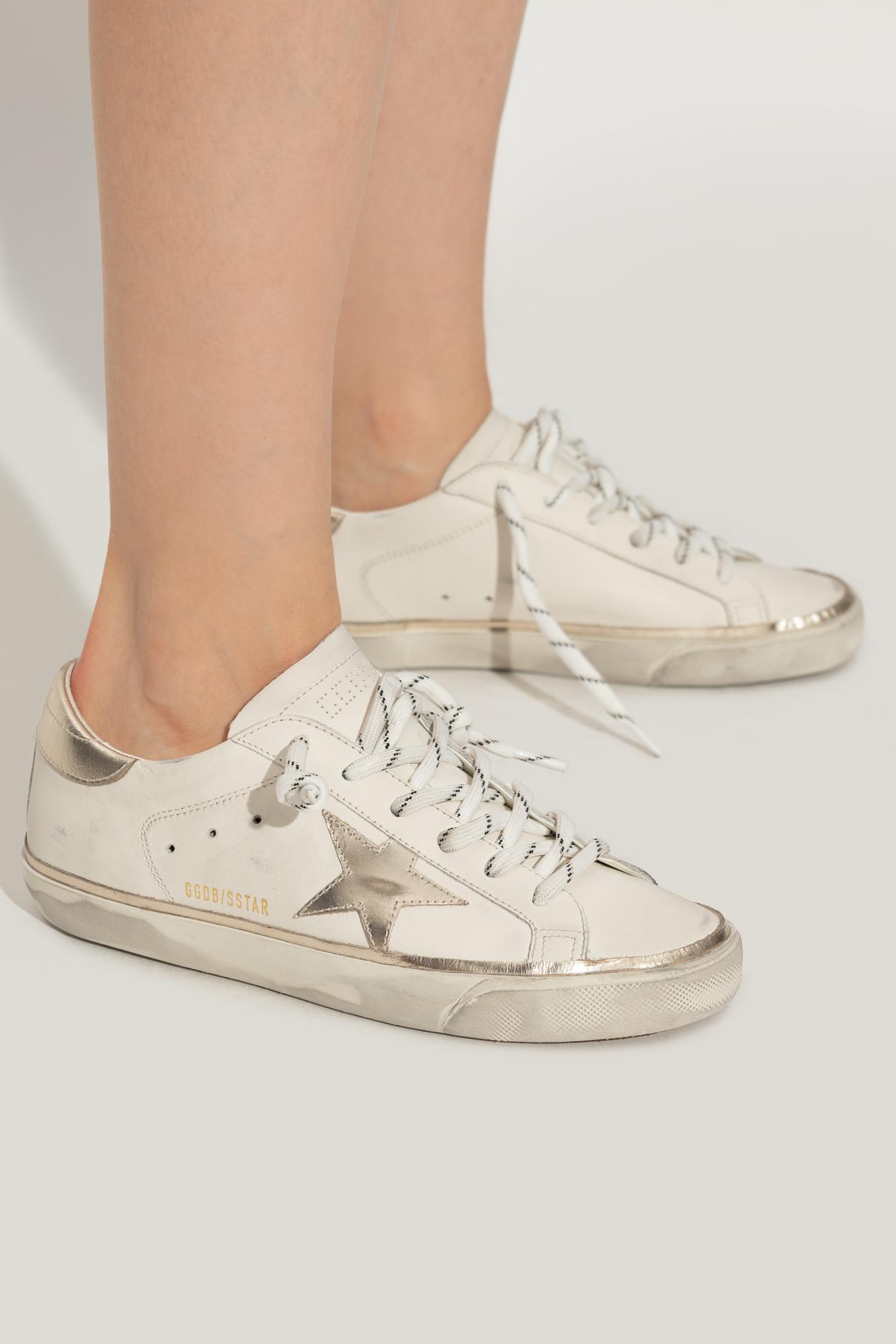 Golden Goose Super Star Leather Upper Laminated Star And Heel Glitter Edge In Gray