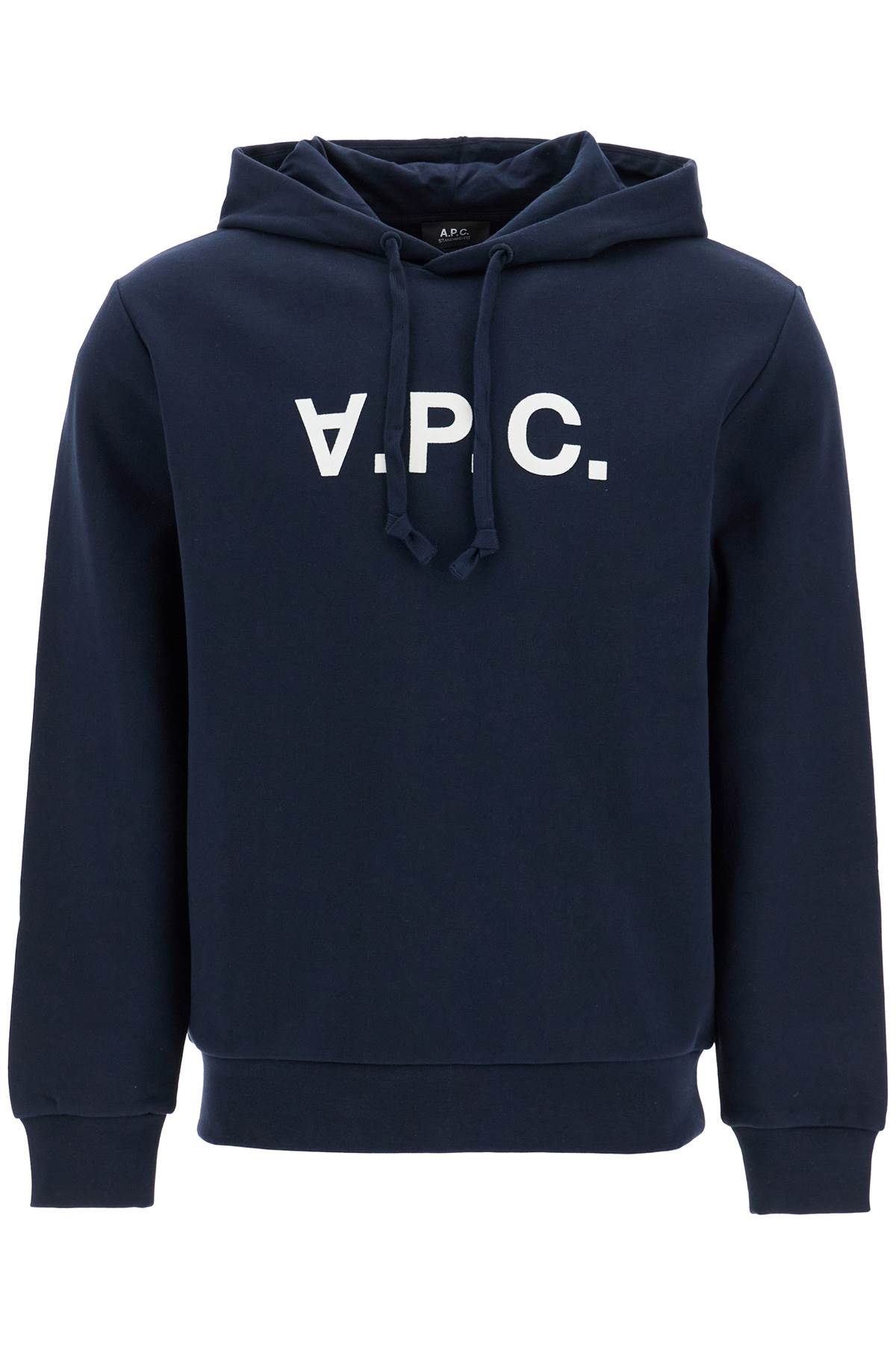 Shop Apc Grand Vpc Hoodie In Dark Navy/ecru (blue)