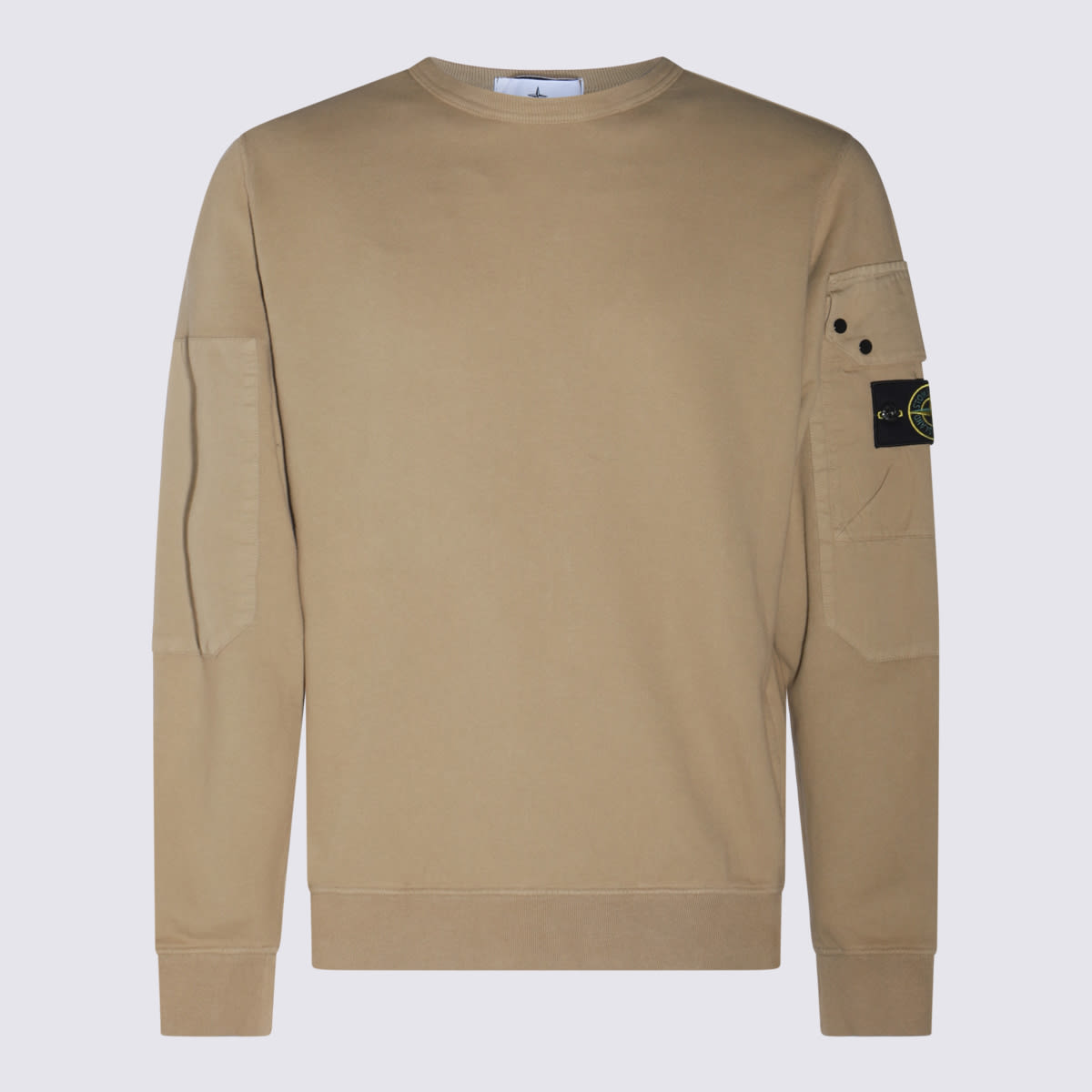 Shop Stone Island Beige Cotton Sweatshirt In Biscuit