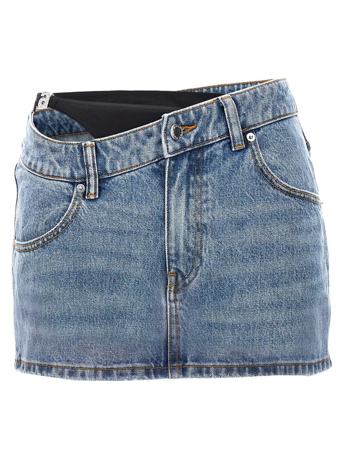 Shop Alexander Wang Asymmetric Bikini Layer Mini Denim Skirt In Blue