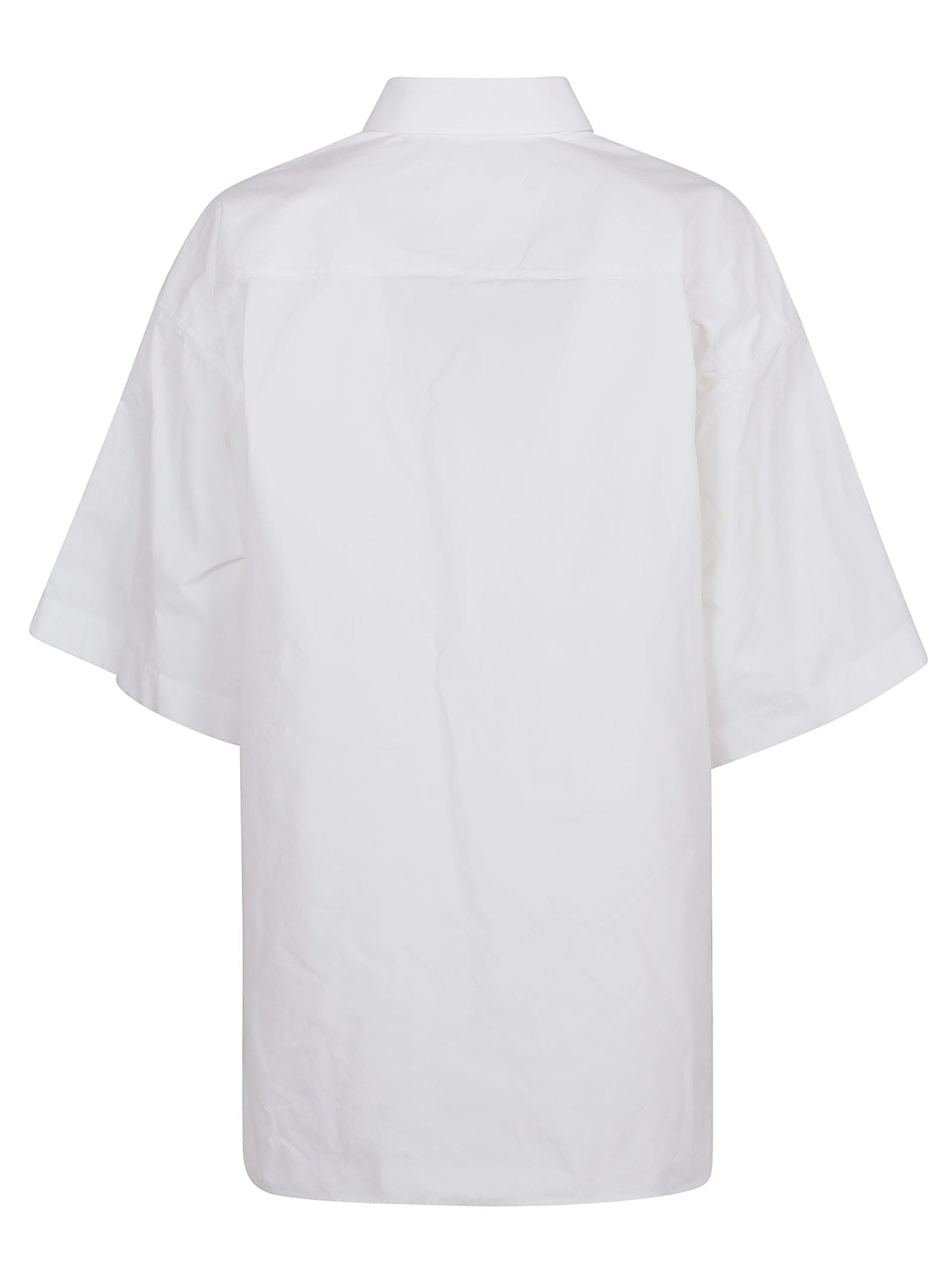 Shop Maison Margiela Short-sleeved Oversized Shirt In White