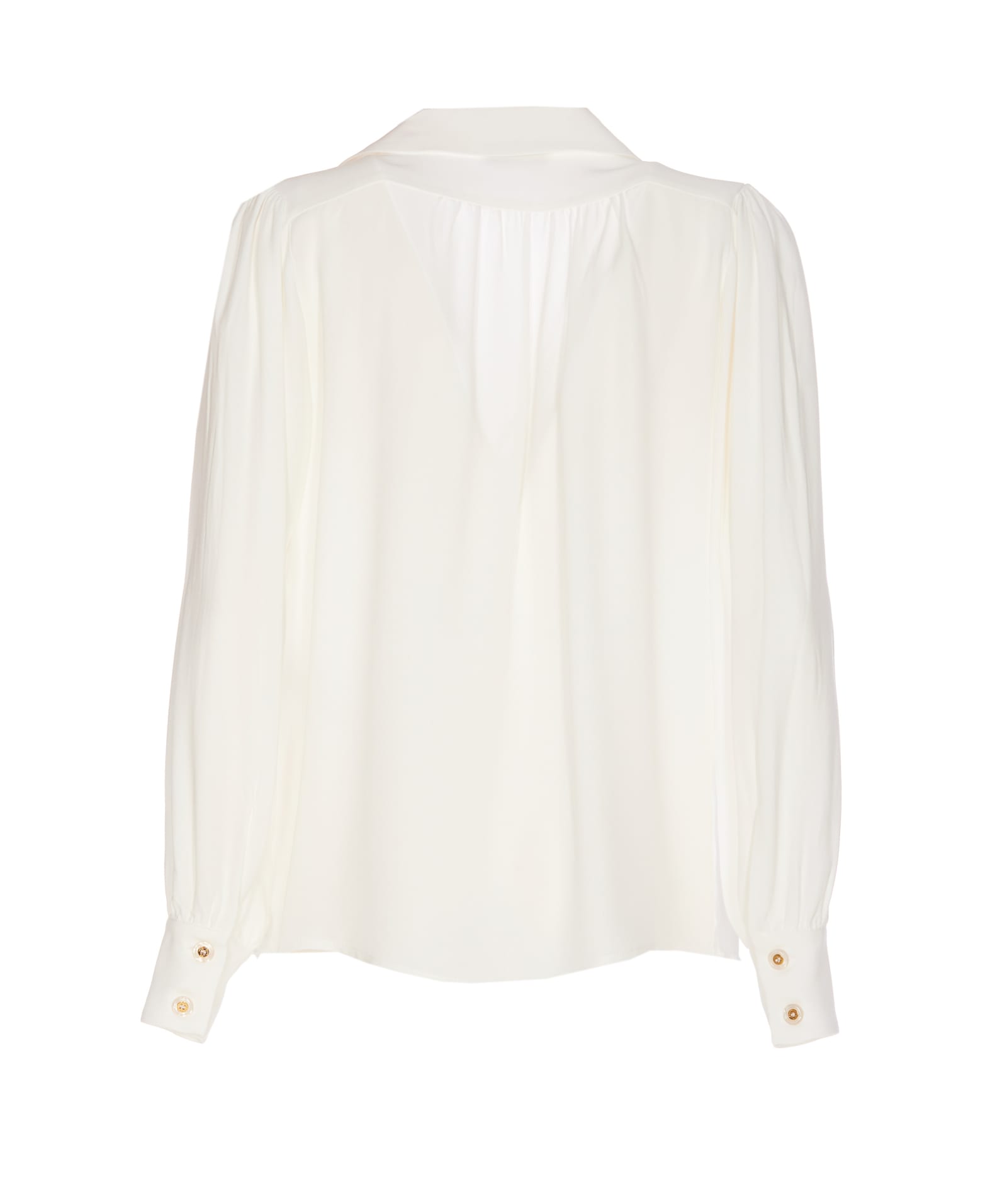 Shop Elisabetta Franchi Georgette Blouse With Charms Necklace In White