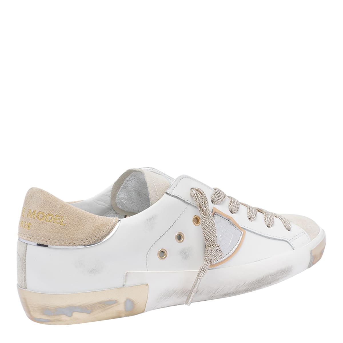 Philippe Model Prsx Sneakers In Veau Daim Blanc Sable