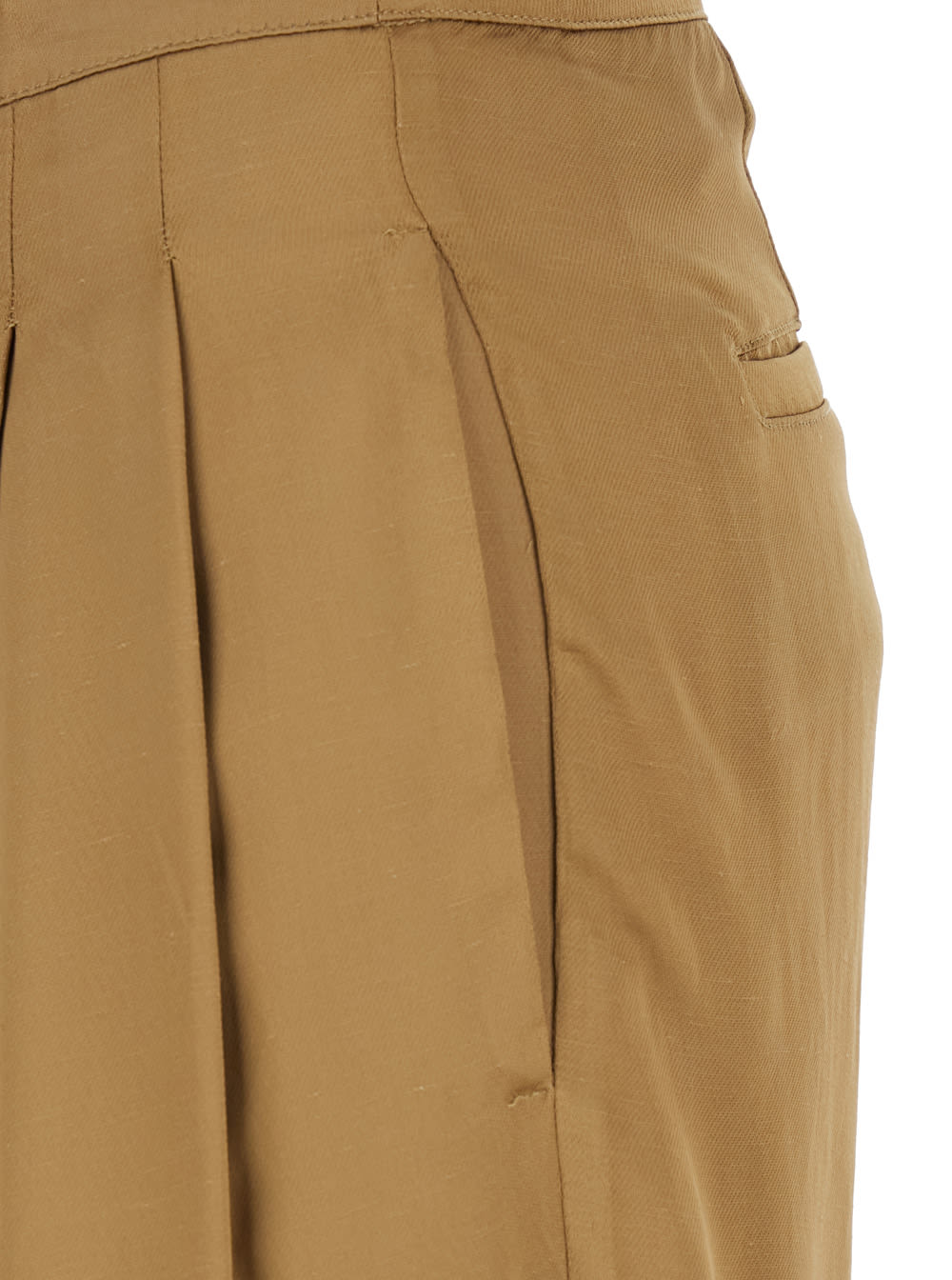Shop Twinset Beige Pants With Pences And Logo Plaque On The Rear In Viscose Blend Woman