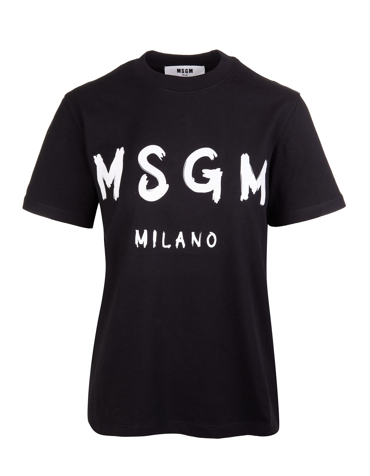 MSGM Woman Black T-shirt With White Logo