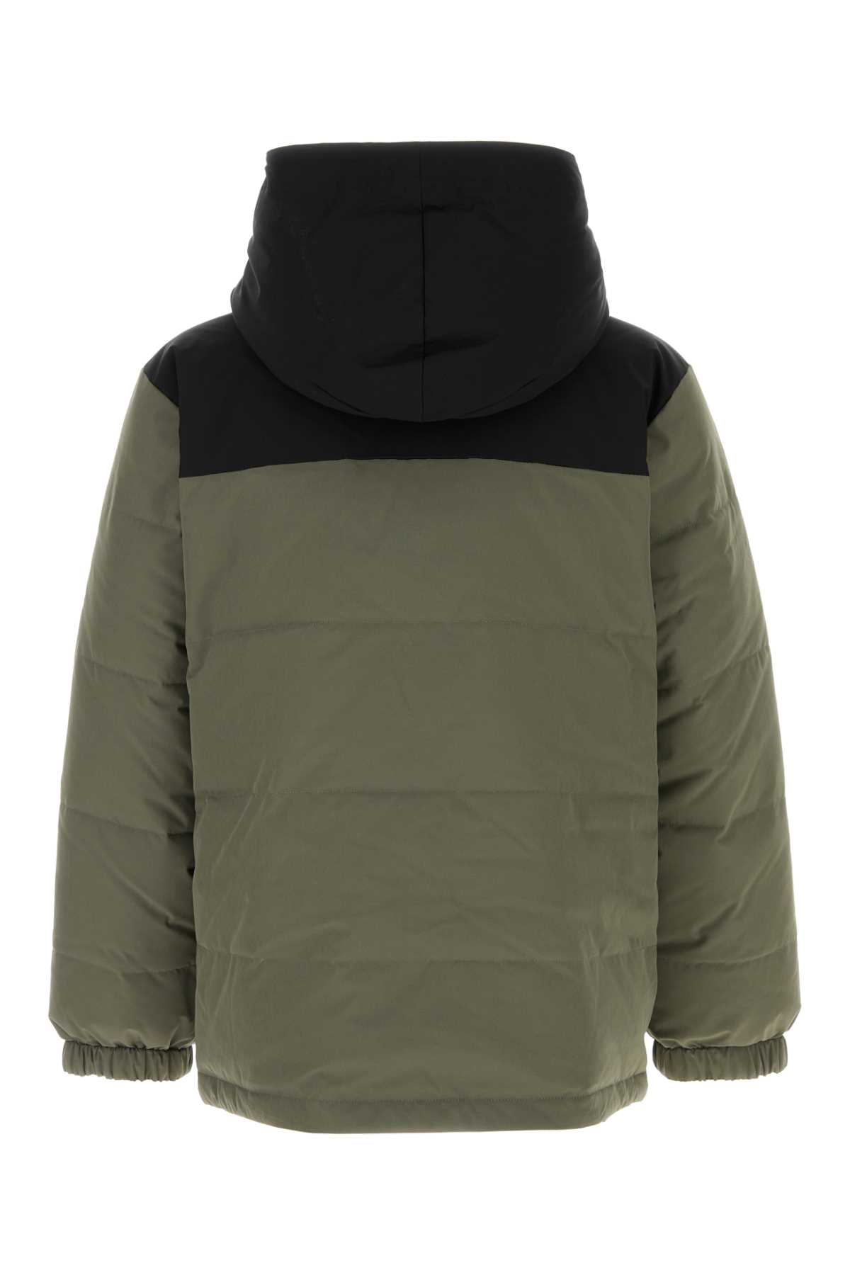 Apc Sage Green Stretch Polyester Reversible Padded Jacket In Green