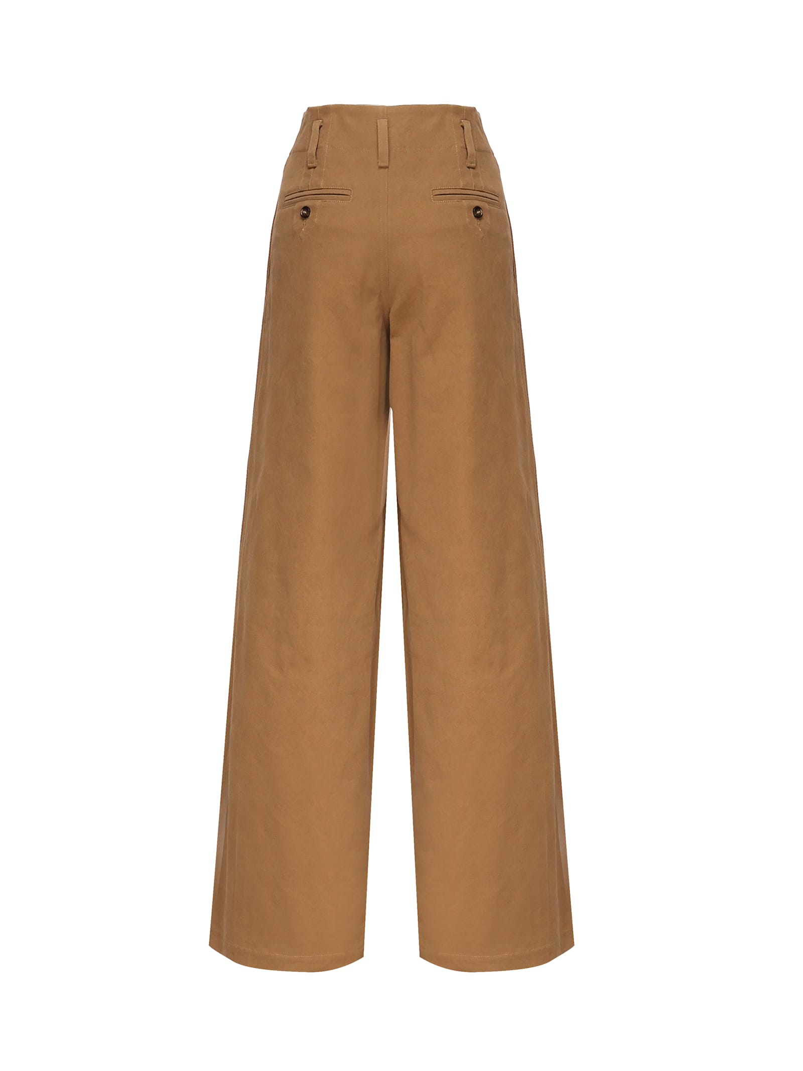 Chloé High-rise And Wide-leg Cotton Canvas Trousers Clothing In Brown