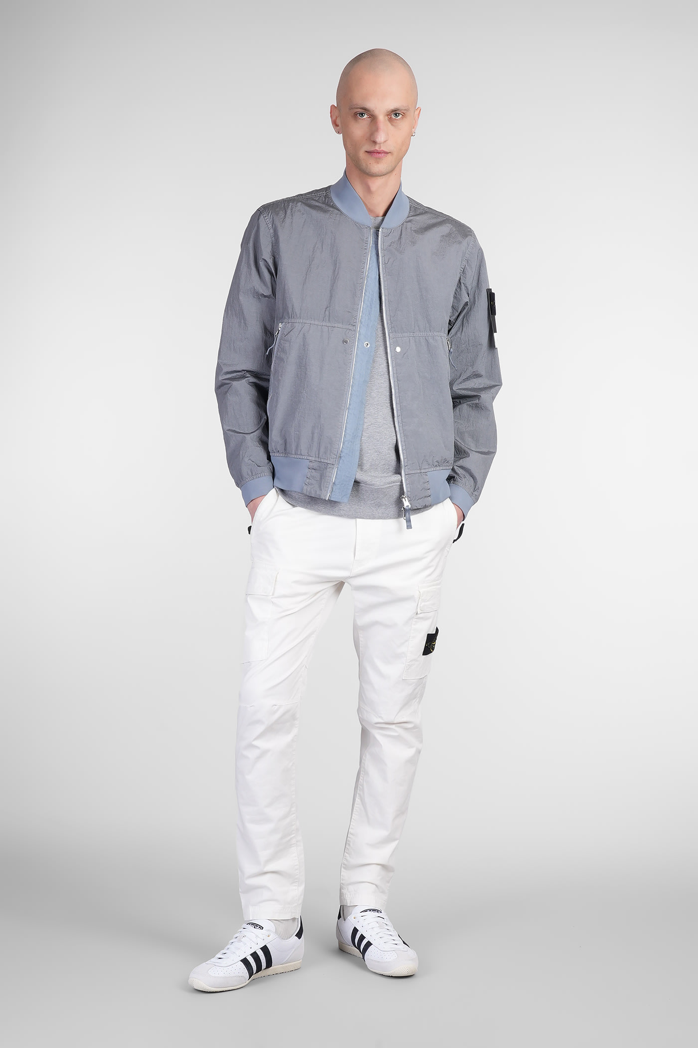Stone Island Bomber In Grey Polyamide