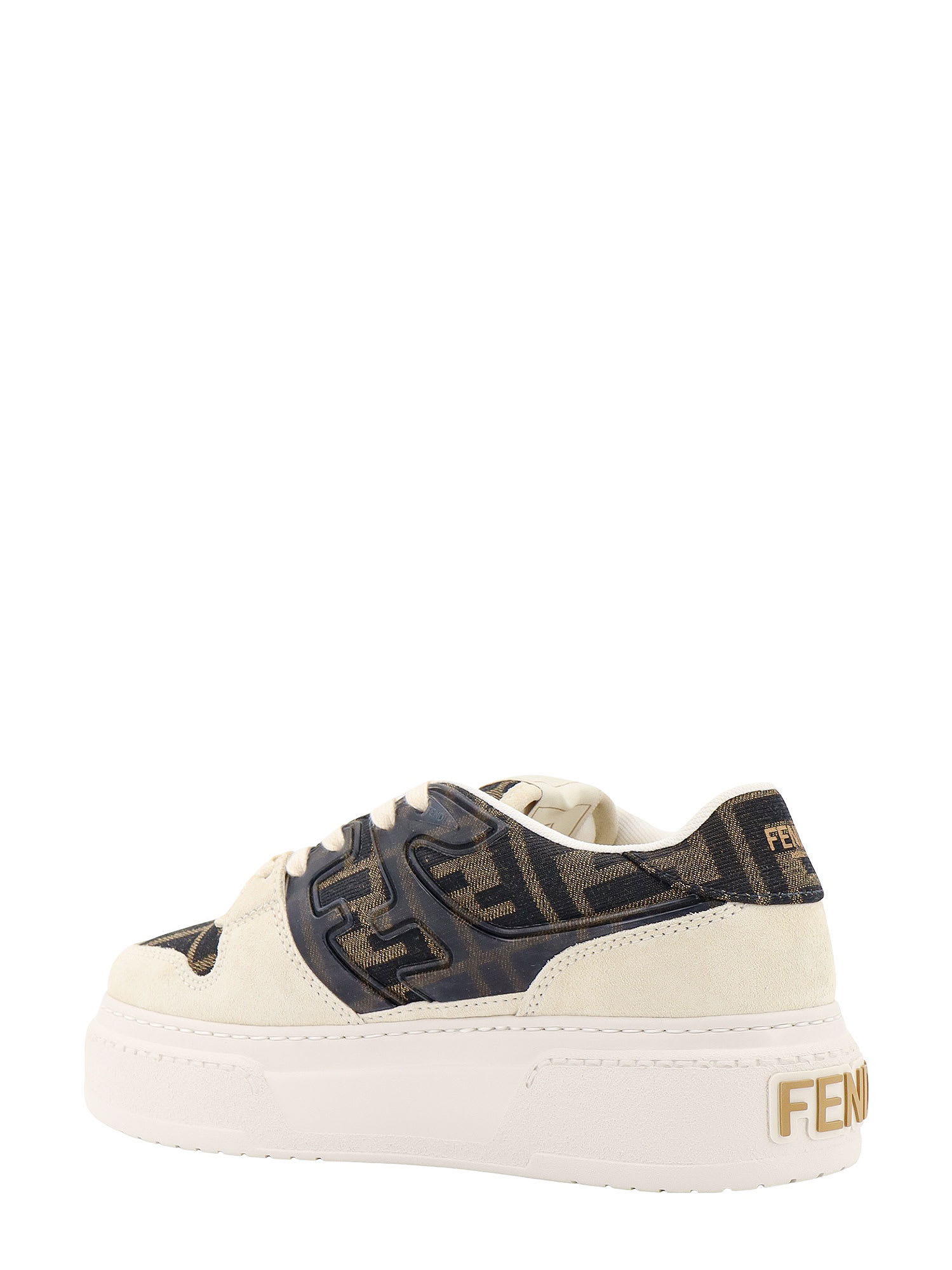 Shop Fendi Match Sneakers In Beige