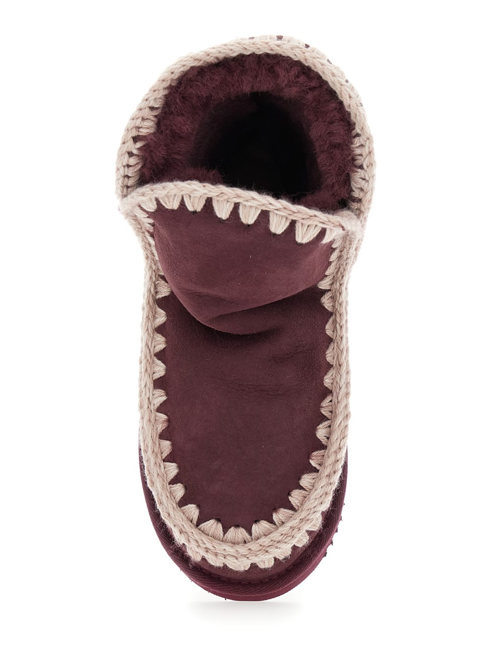Mou Crochet-trimmed Suede Boots In Burgundy