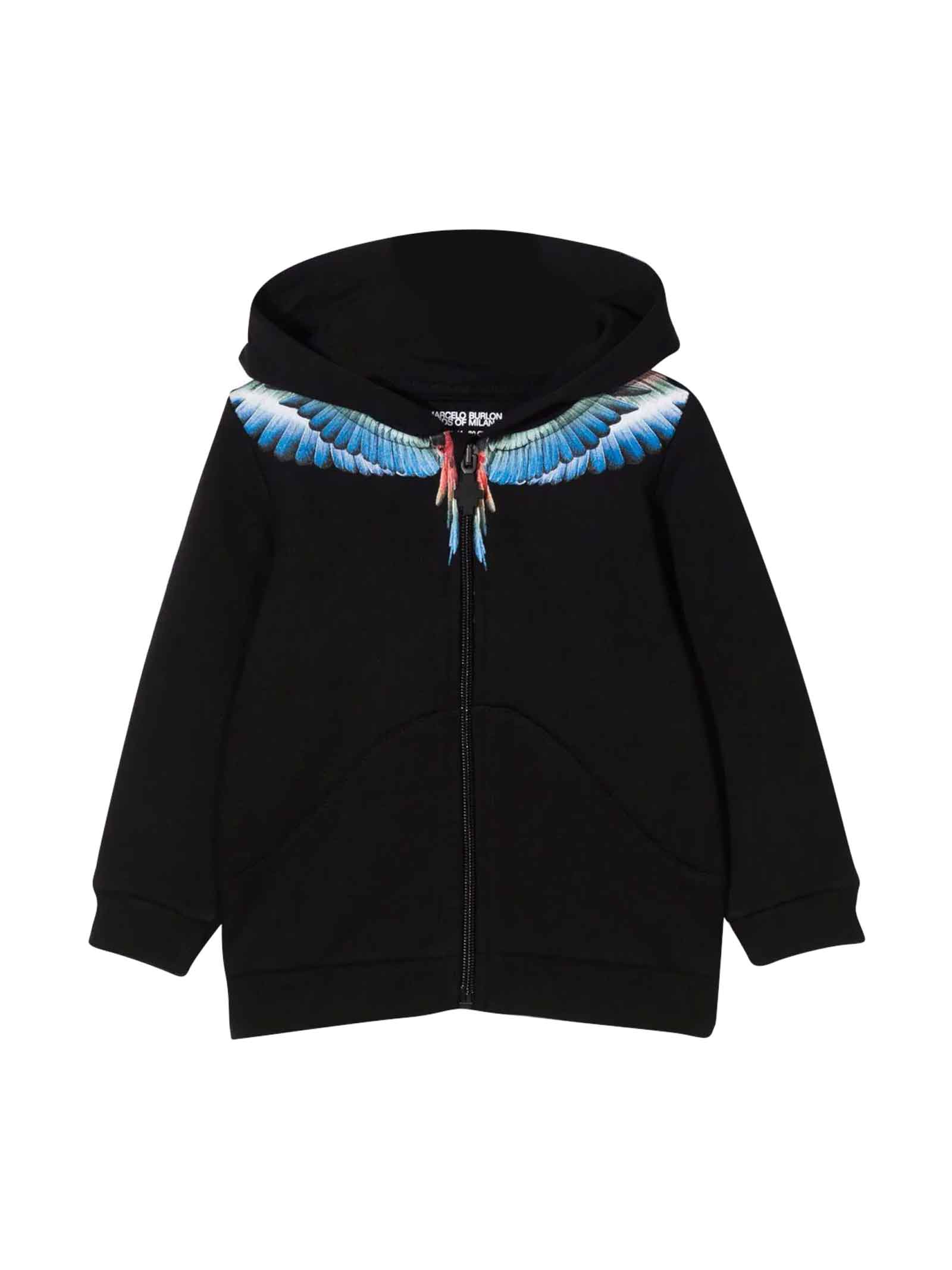 Marcelo Burlon County Of Milan Wings-print Zip-up Hoodie In Nero/multicolor