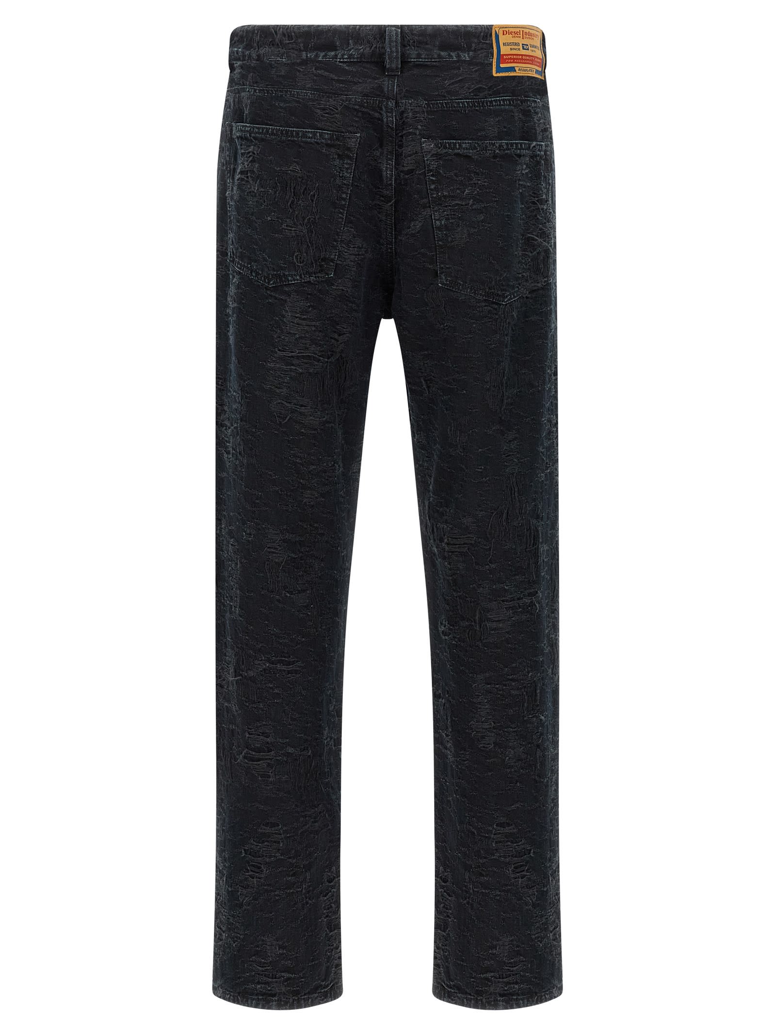 Diesel Distressed Five-pocket Jeans With Belt Loops In Black