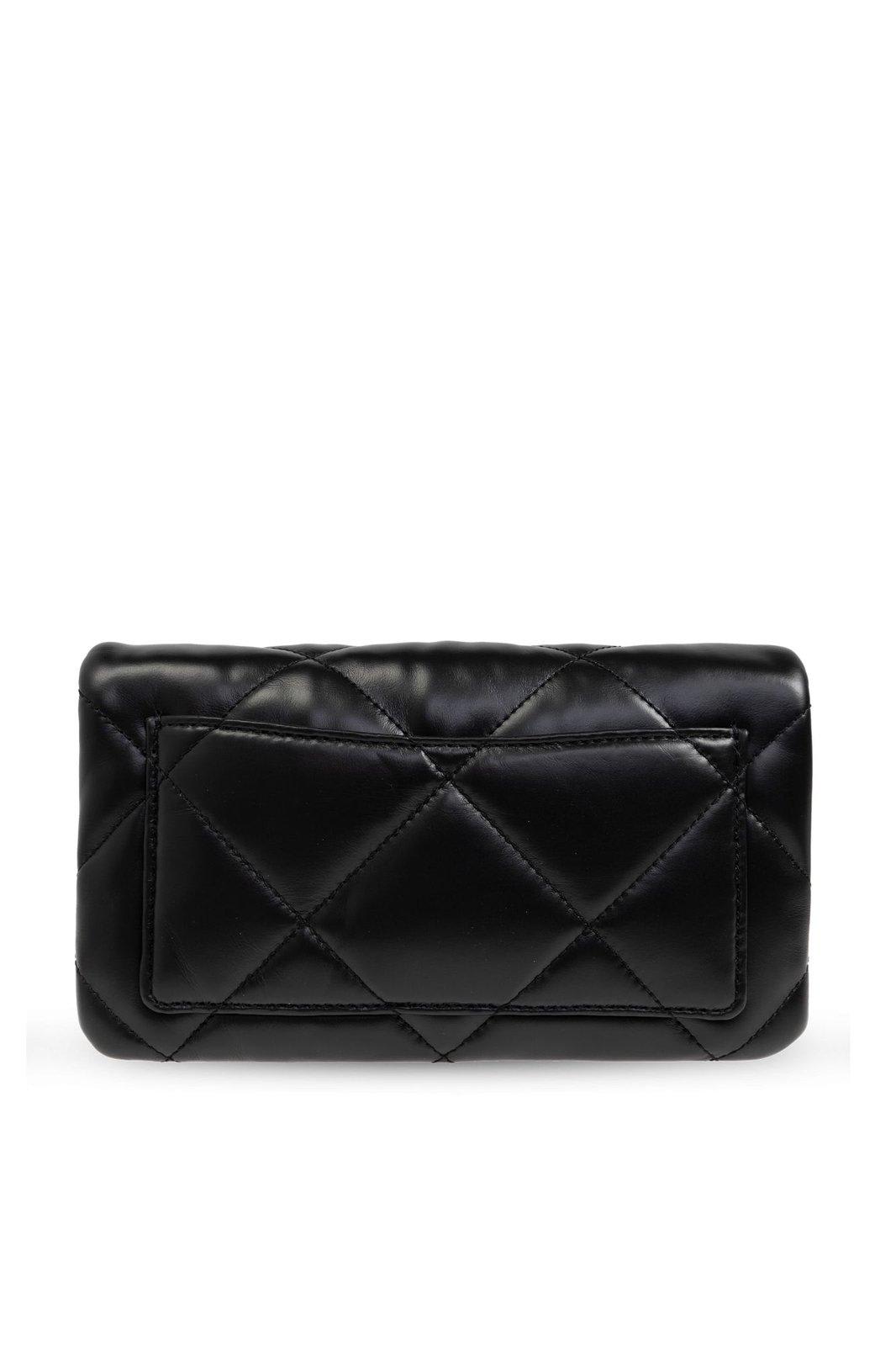 Shop Tory Burch Kira Diamond Quilted Chain Wallet In Black