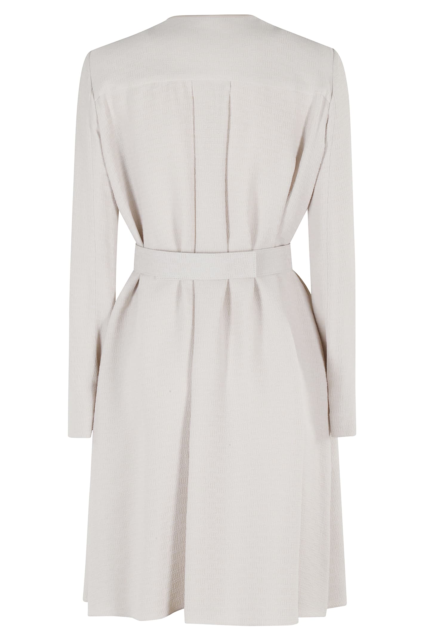 Emporio Armani Knee-length Textured Dress With Tailored Silhouette In White