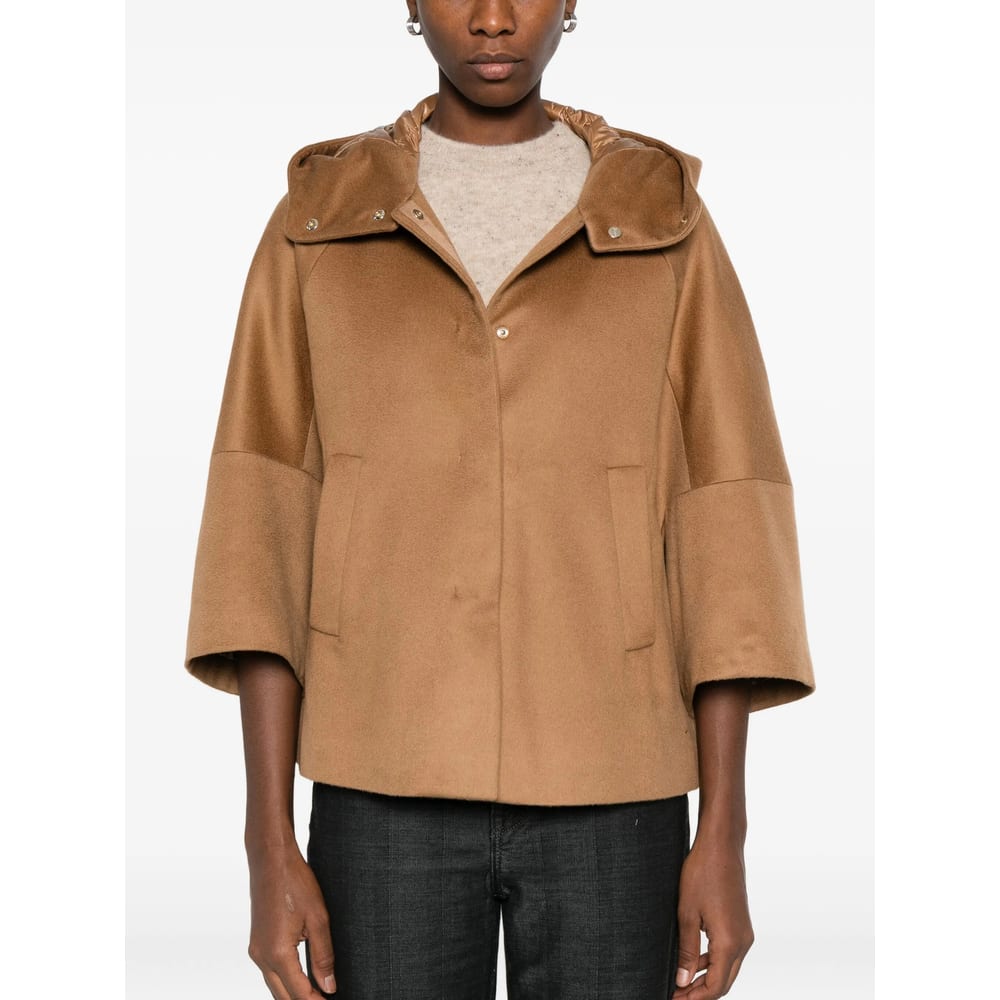 Herno Hooded Panelled Jacket In Brown