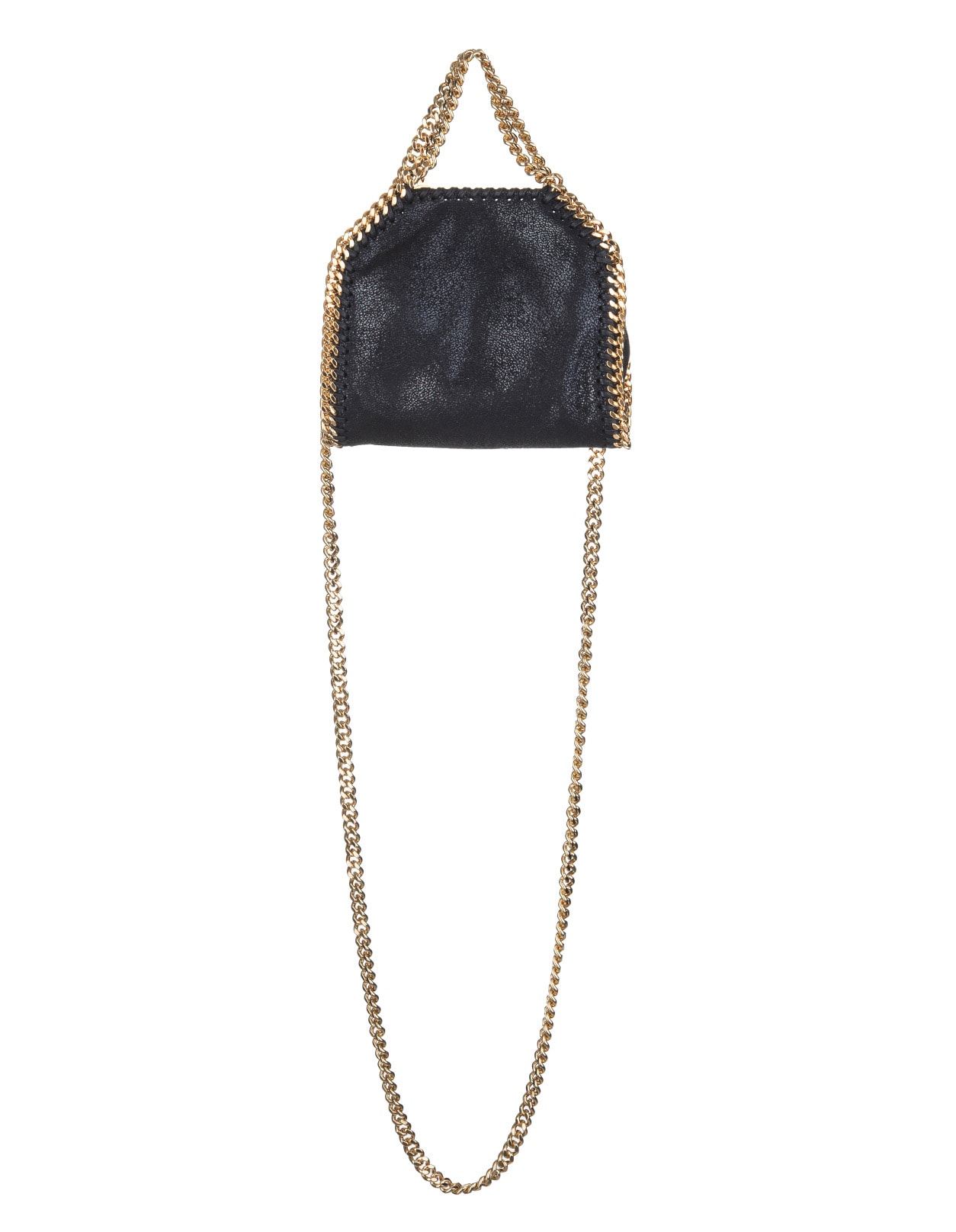 Stella McCartney Black And Golden Tiny Falabella Fold Over Bag