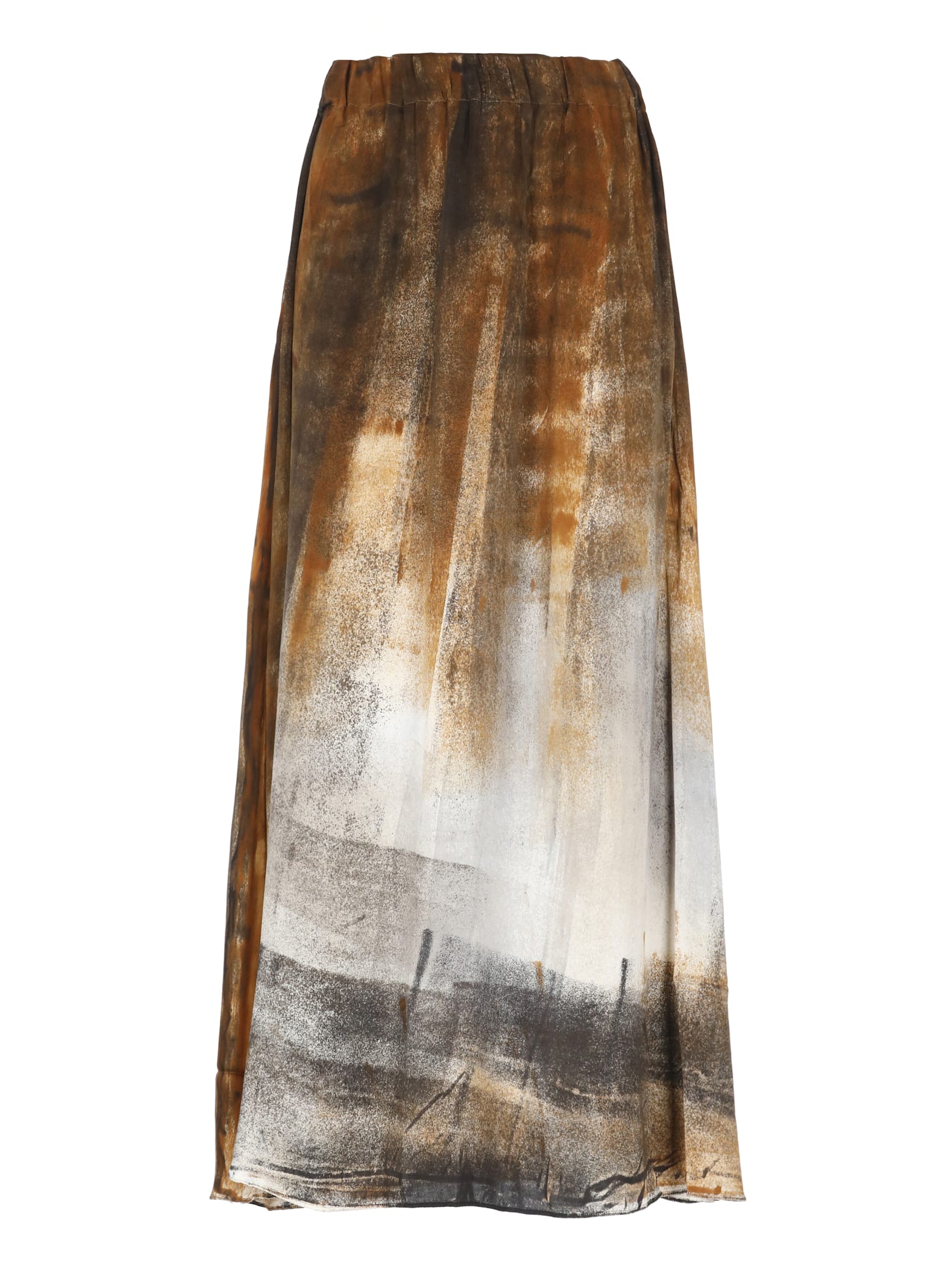 Avant Toi Graphic-print Elasticated-waist Skirt In Brown