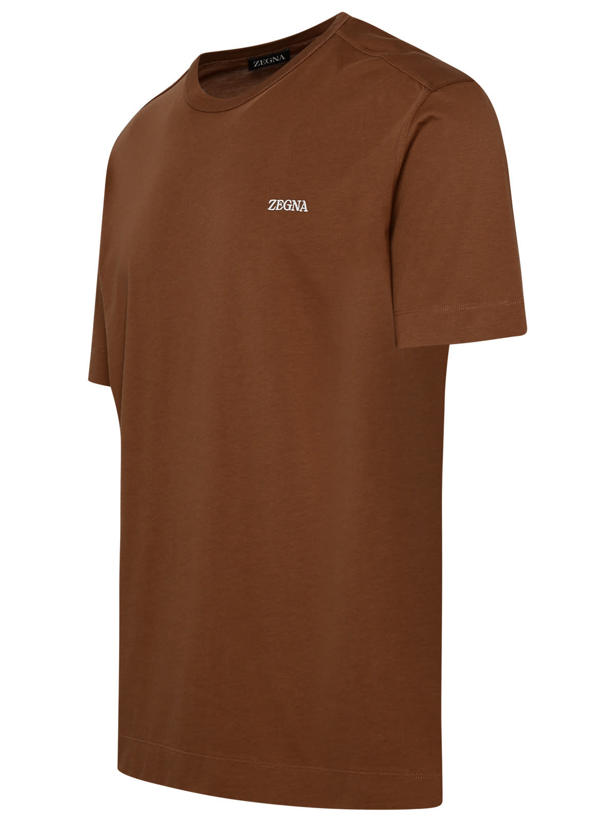 Shop Ermenegildo Zegna Brown Cotton T-shirt