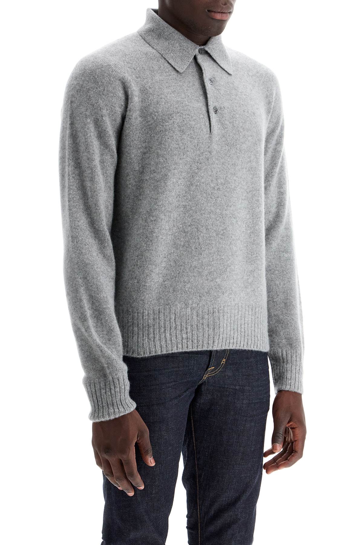 Shop Tom Ford Cashmere Polo-style Pullover In Light Grey (grey)