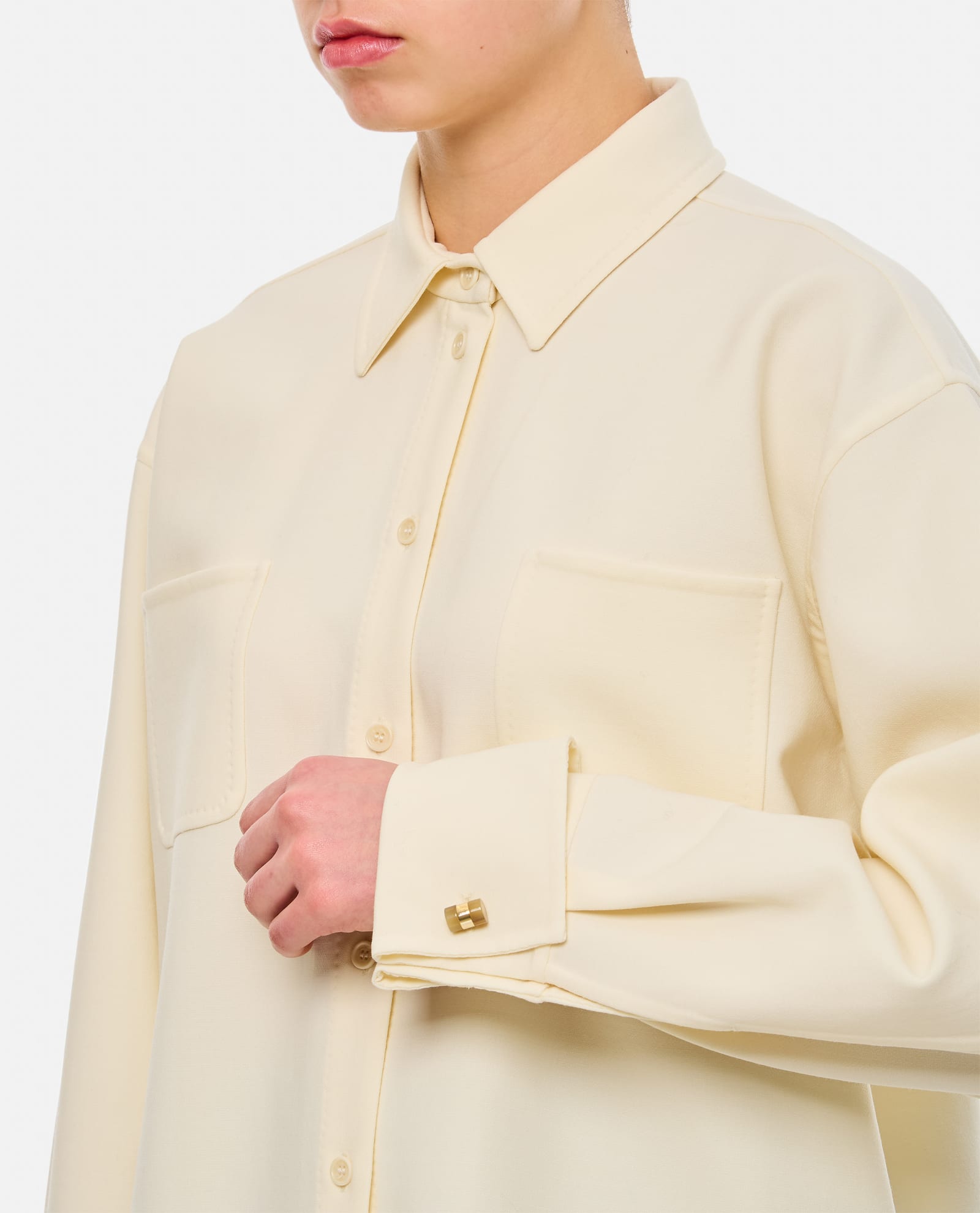 Shop Max Mara Tirolo Jersey Overshirt In White