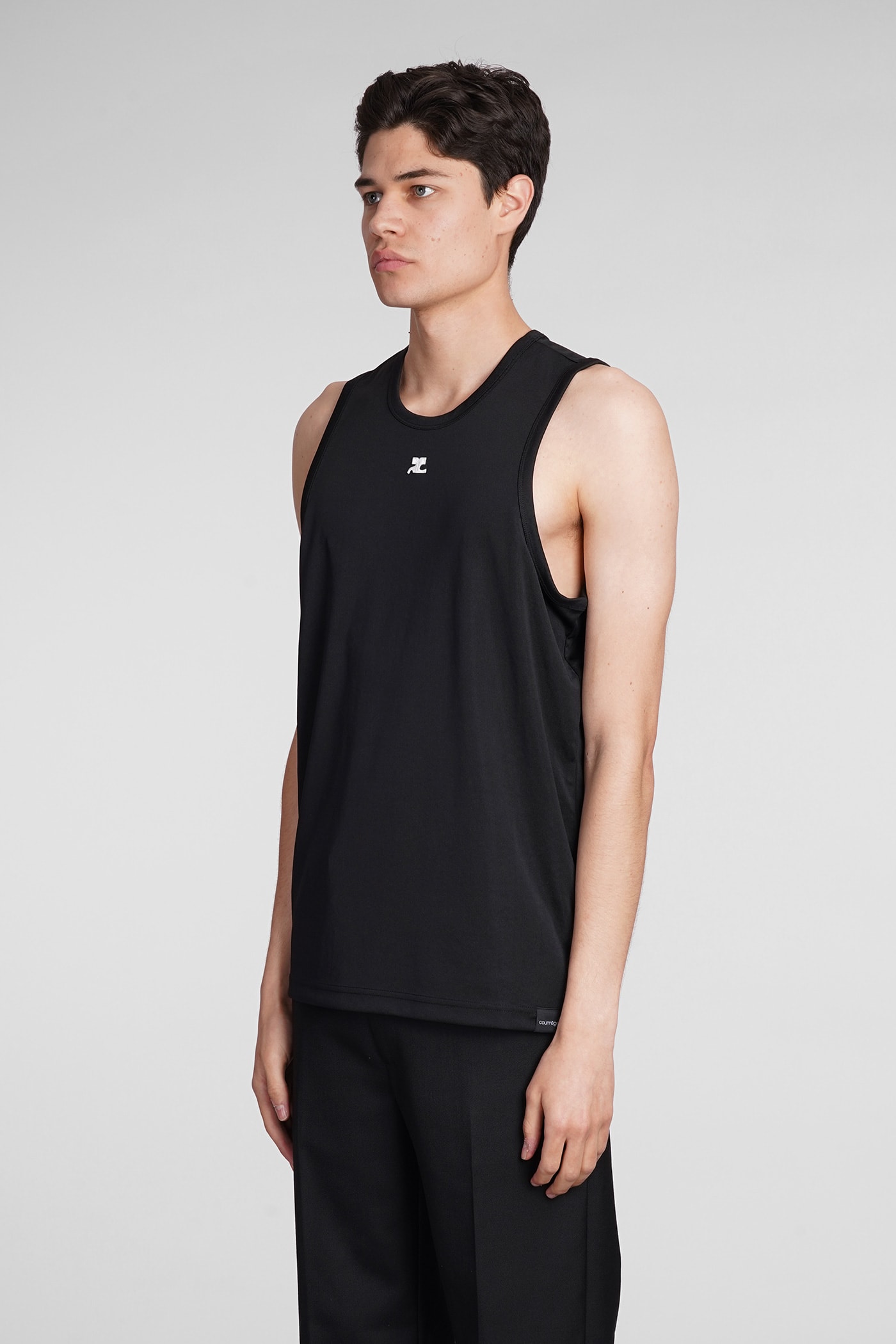 Shop Courrèges Tank Top In Black Polyester