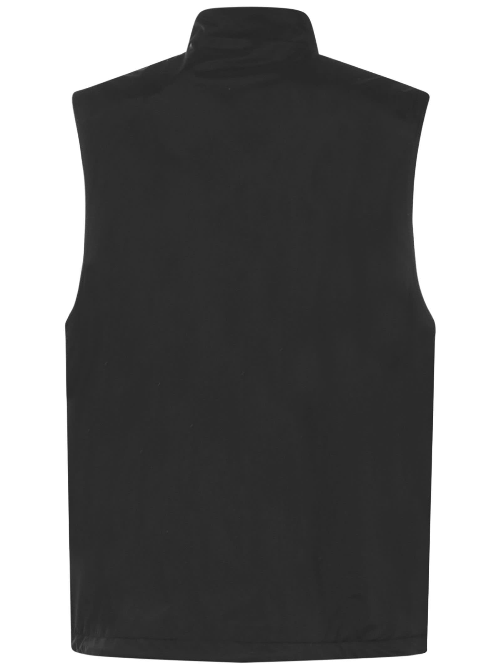 Palm Angels Logo Zip-front Sleeveless Jacket In Black