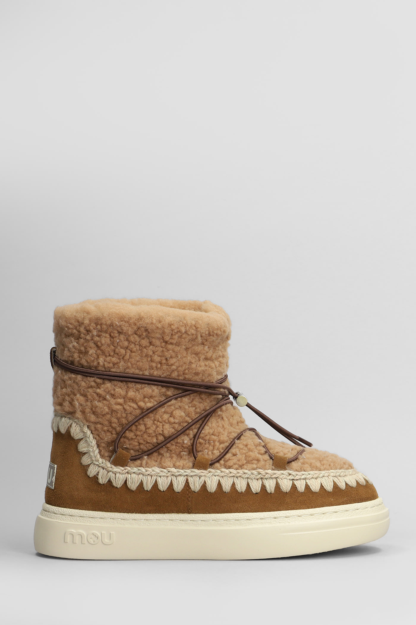 Shop Mou Eskimo Sneaker Scoub Low Heels Ankle Boots In Brown Suede