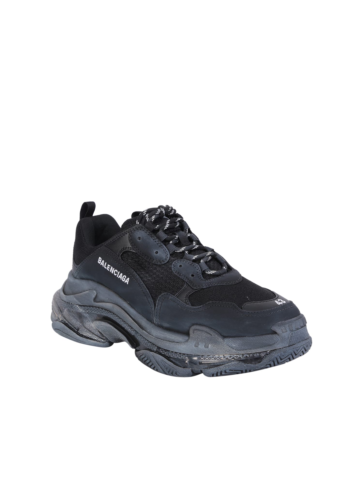 Balenciaga Triple S Runner Leather And Mesh Trainers In Black