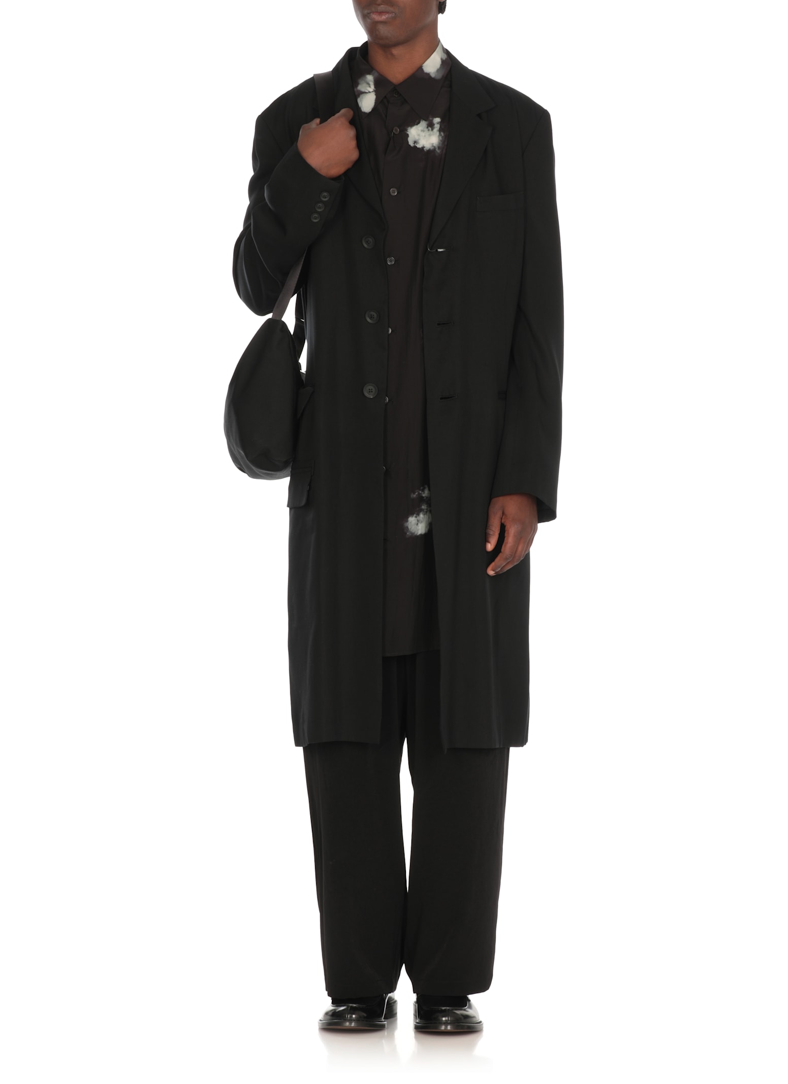 Yohji Yamamoto Pant Silk Belt Loops Pleated Design Wide Leg In Black