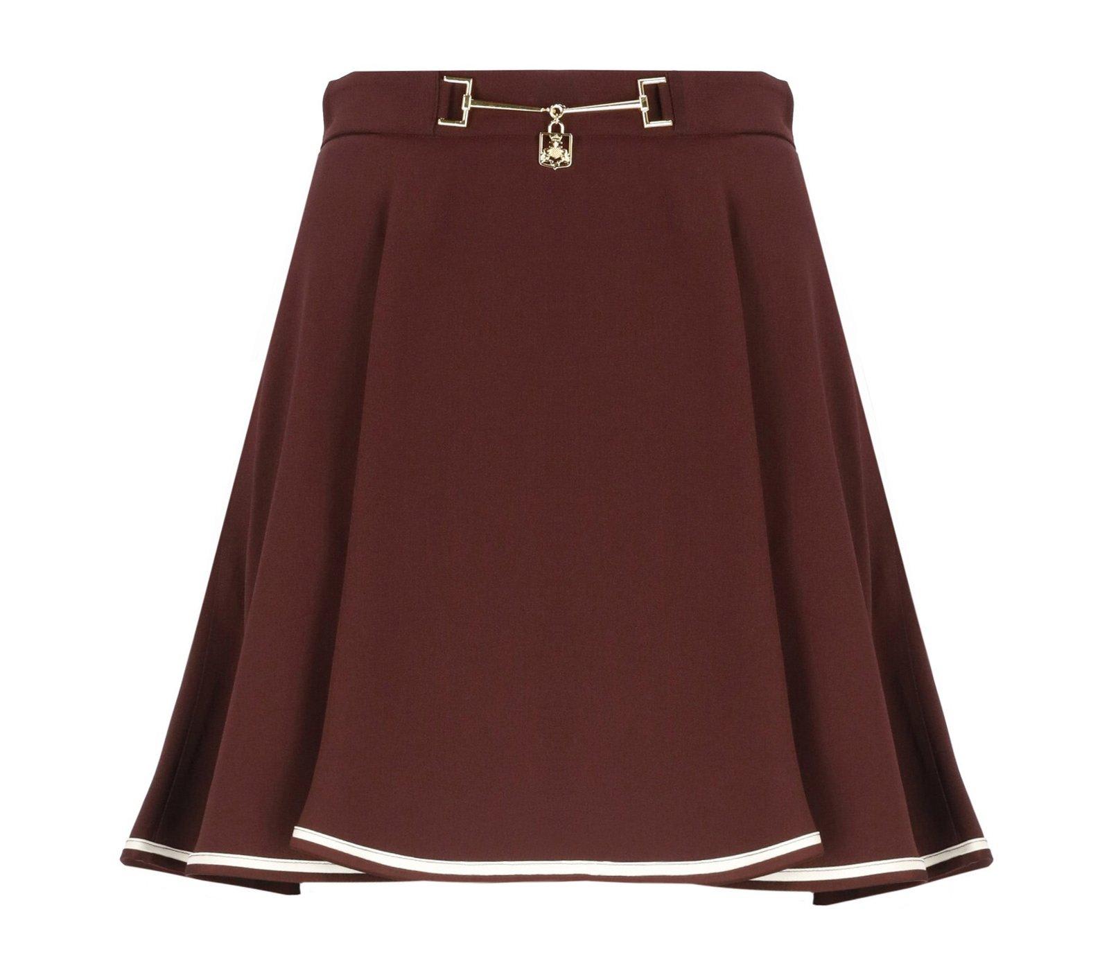 Shop Elisabetta Franchi Horsebit Detailed Mini Skirt In Rosso E Bianco