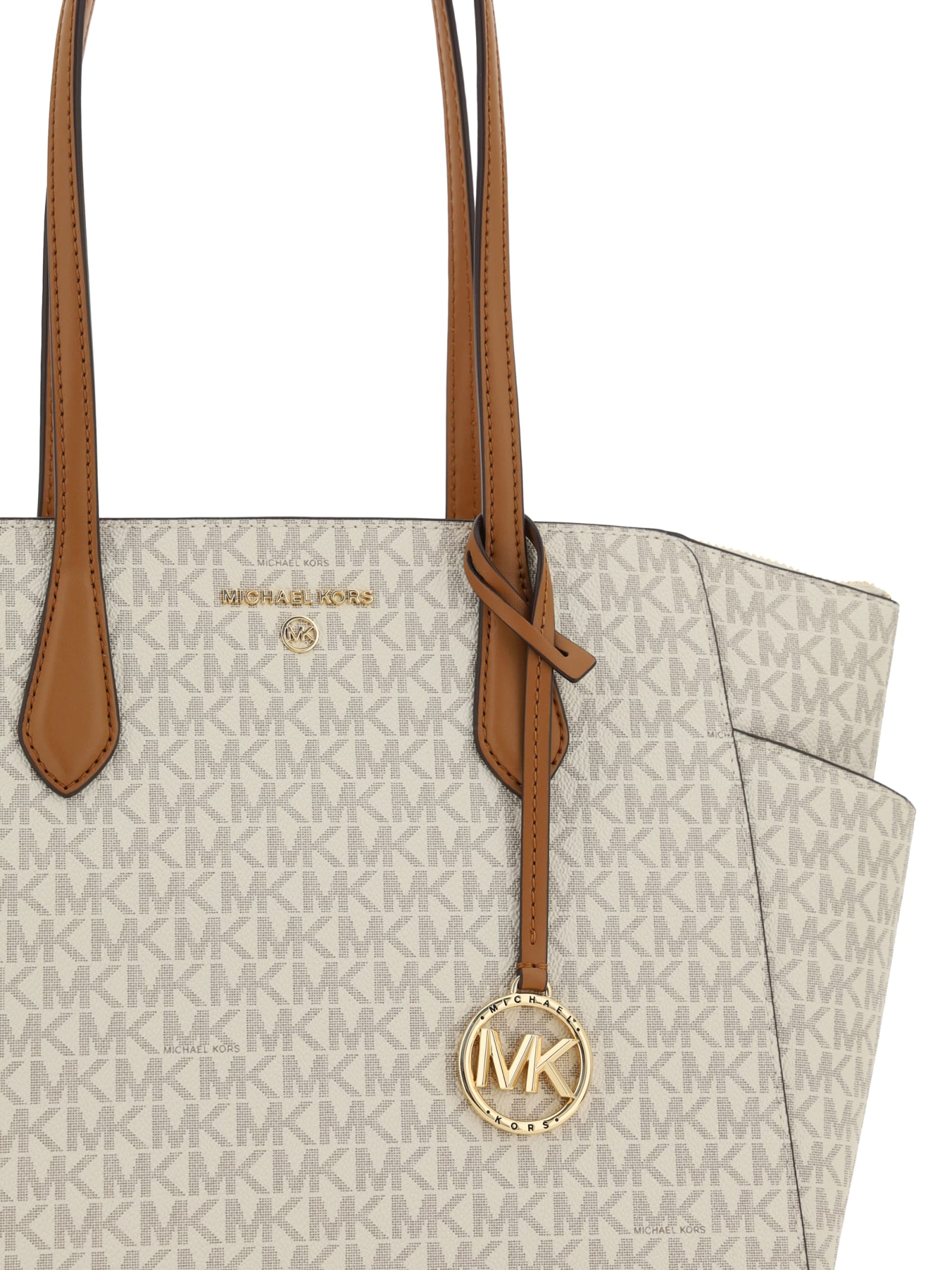Shop Michael Michael Kors Marilyn Medium Shoulder Bag In Beige