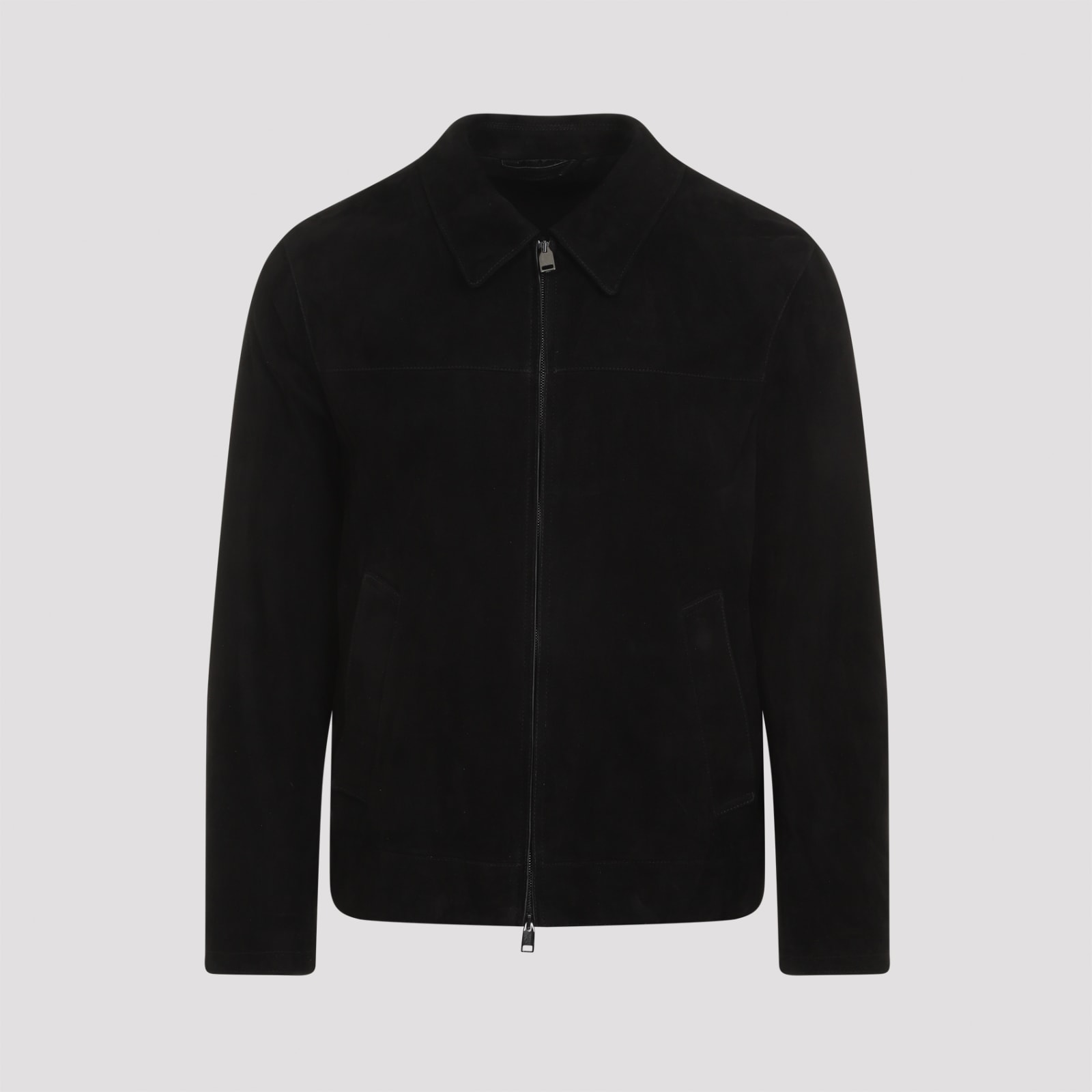 Shop Brioni Shirt Collar Blouson In Black