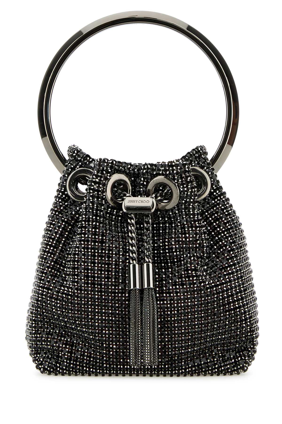 Embellished Fabric Micro Bon Bon Bucket Bag