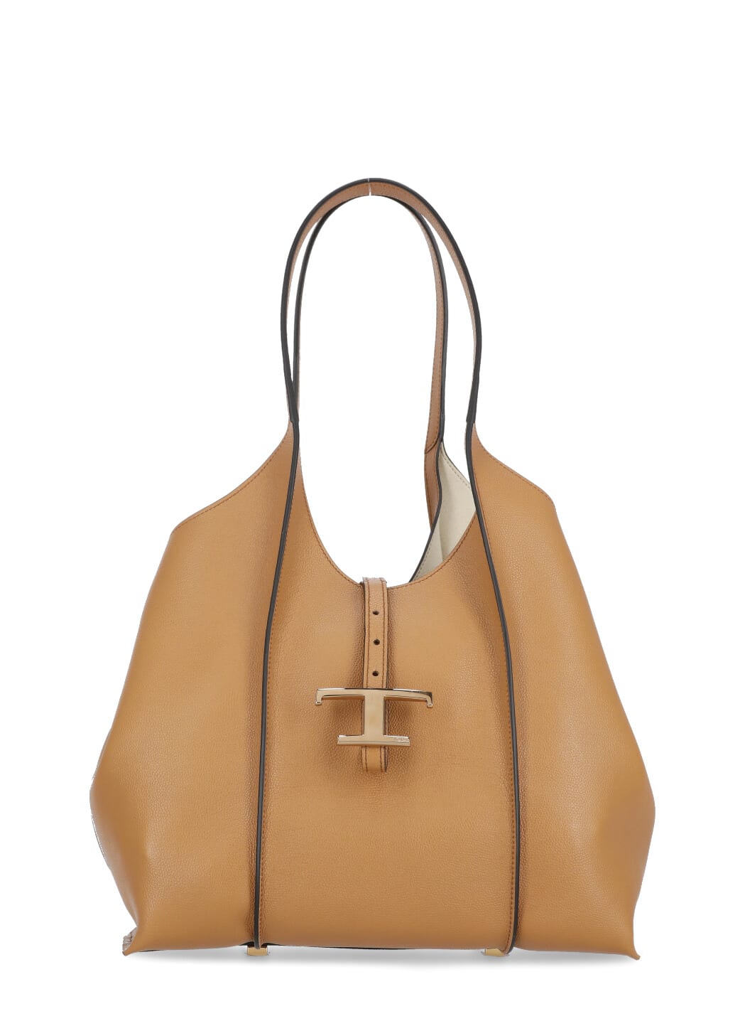 Shop Tod's Leather Shopping Bag In Beige