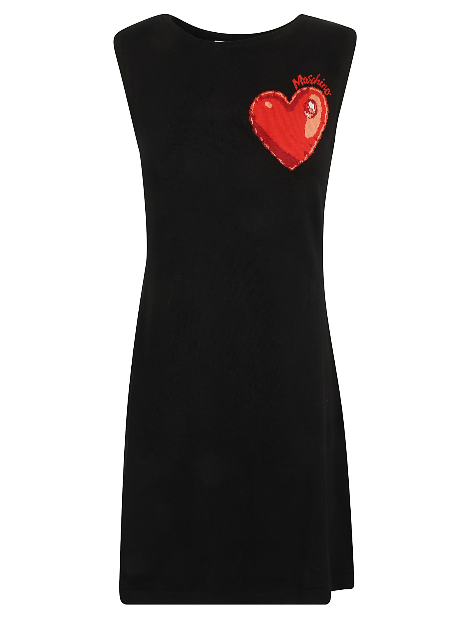 Shop Moschino Inflatable Heart Sleeveless Dress In Fantasy Black