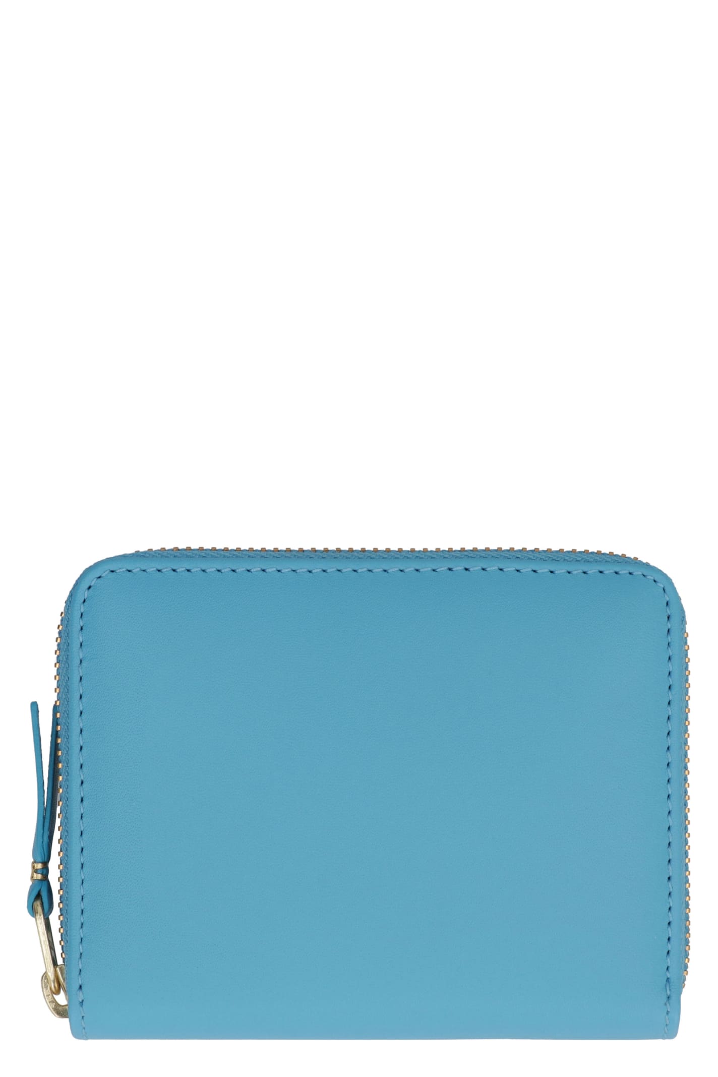 Shop Comme Des Garçons Leather Zip Around Wallet In Light Blue