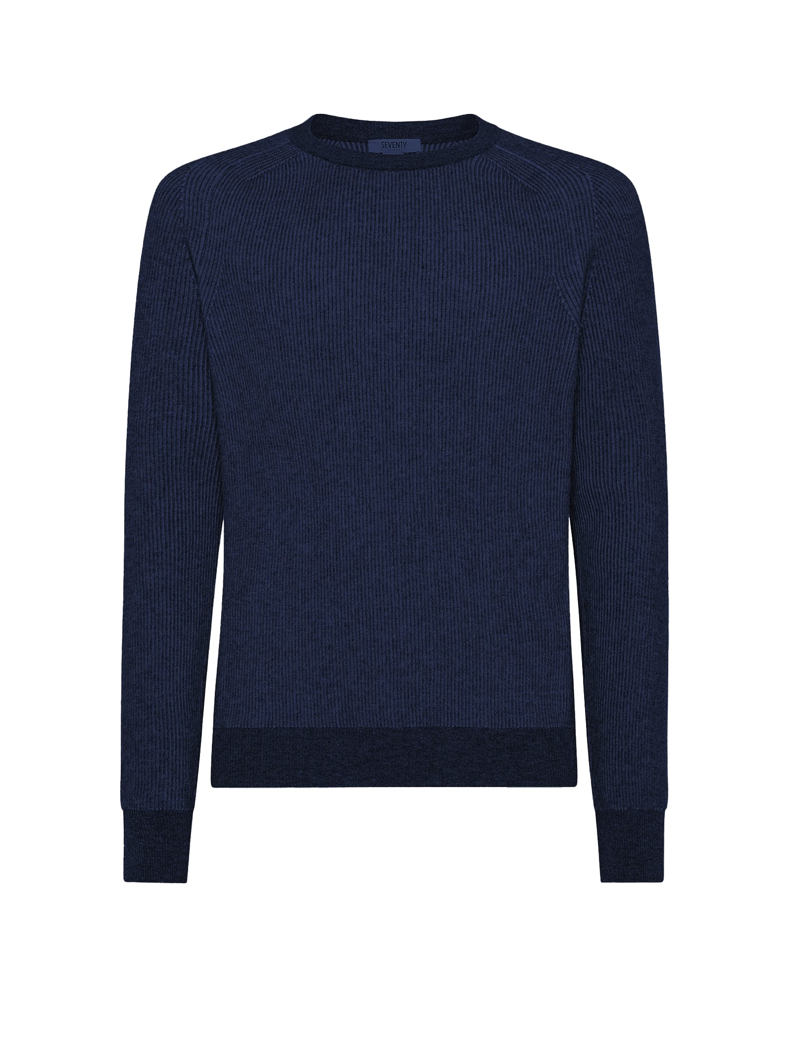 Seventy Blue Crewneck Sweater With English Rib In Black