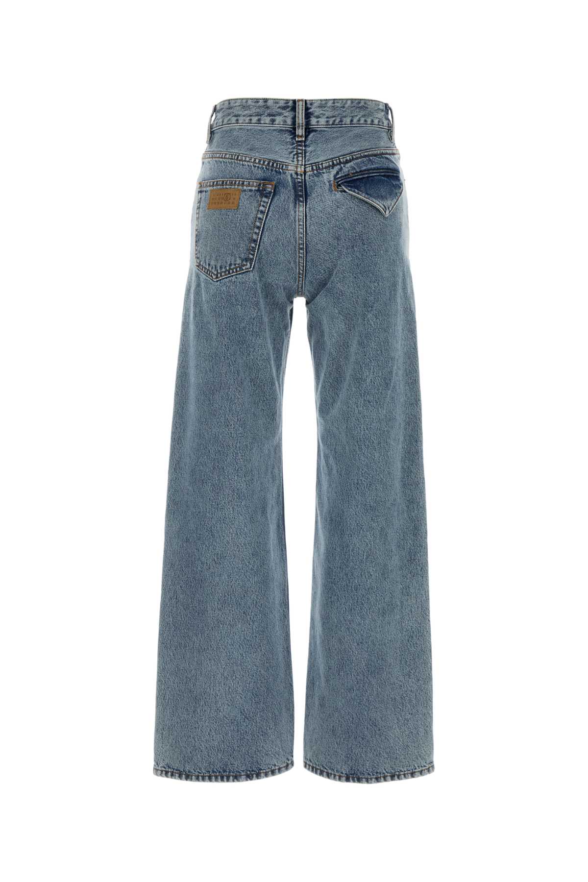 Mm6 Maison Margiela Regular Fit Denim Trousers With Contrast Stitching In Blue