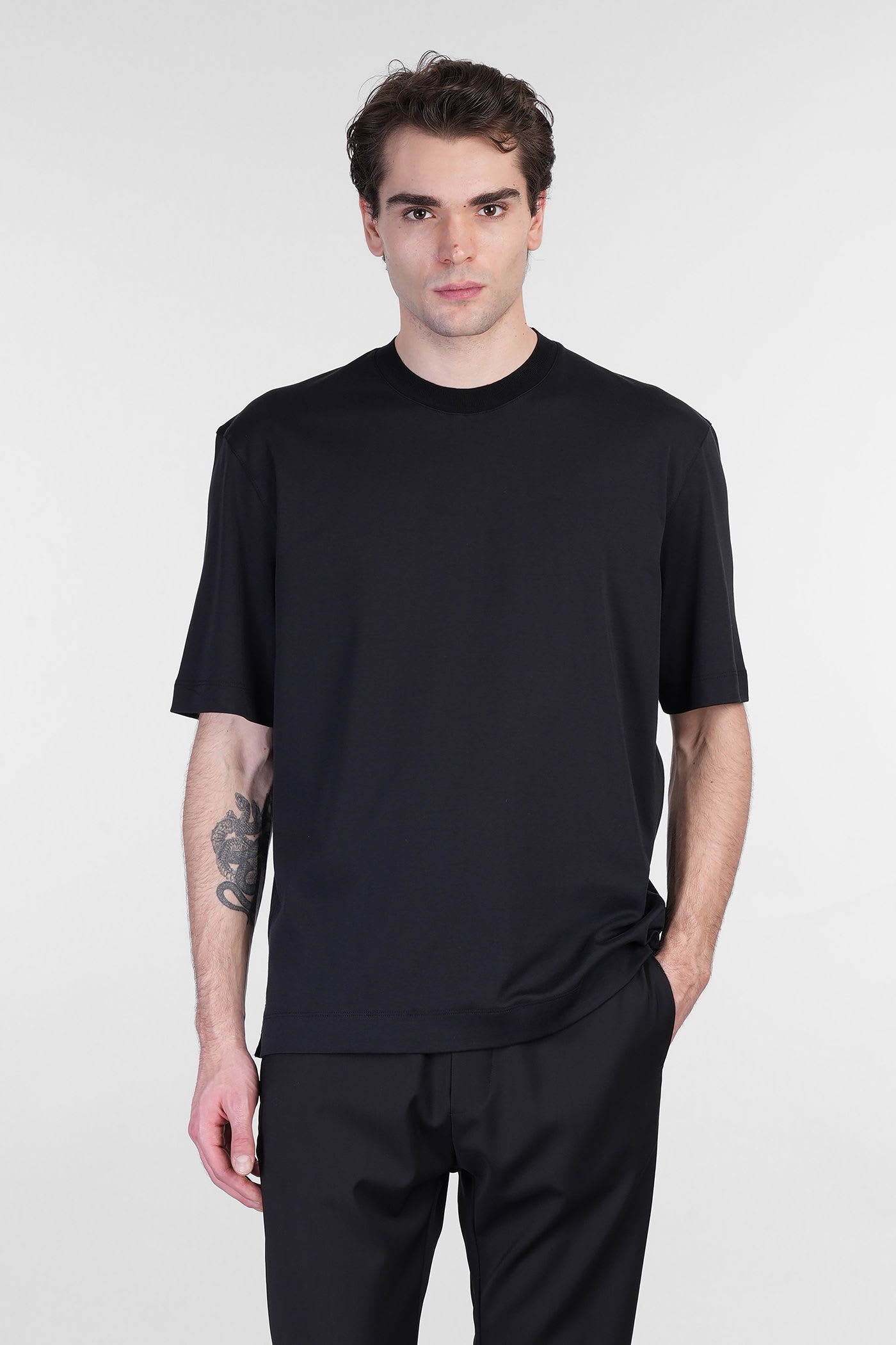 Shop Zegna T-shirt In Black Cotton