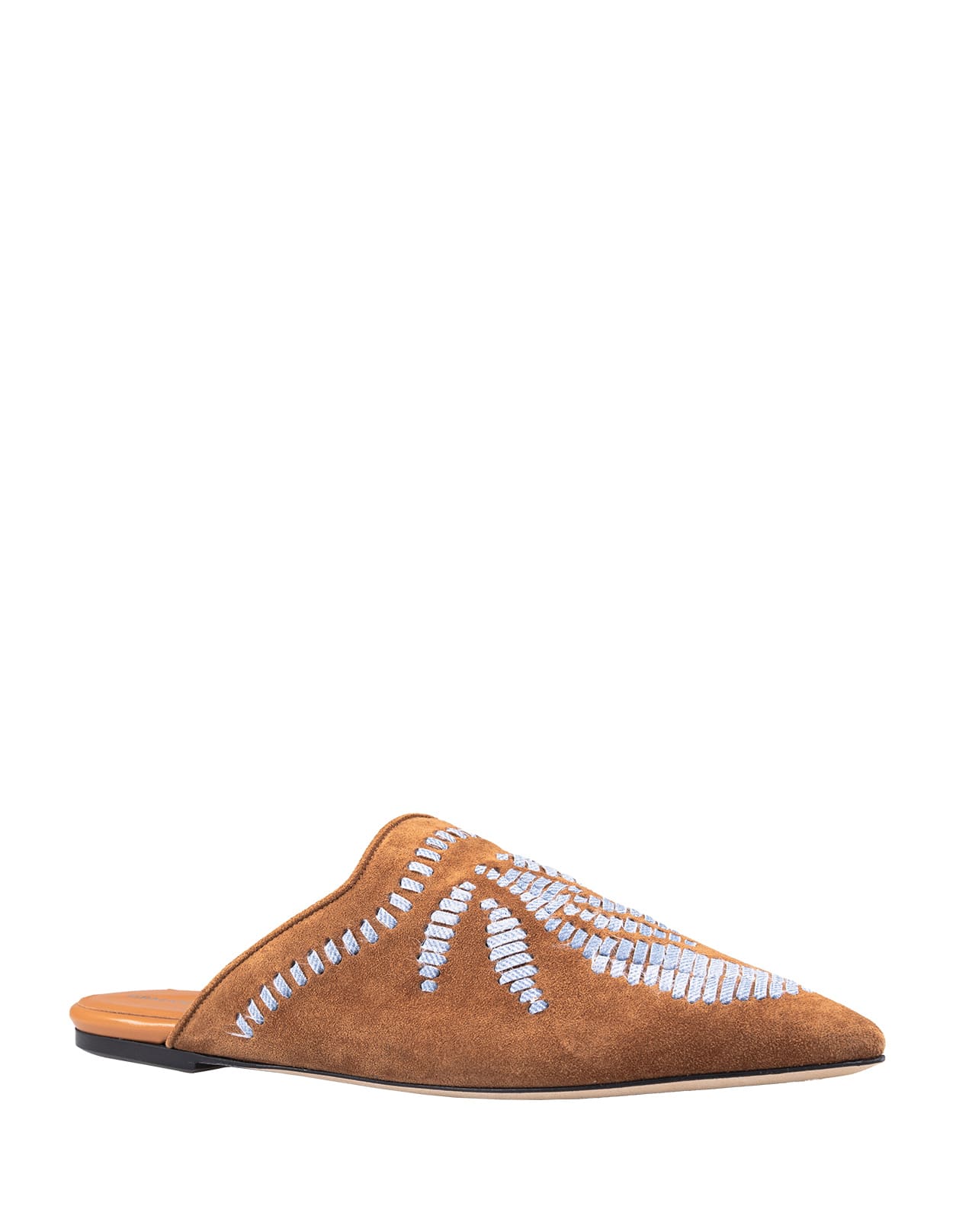 Shop Ermanno Scervino Brown Suede Sabot With Embroidery