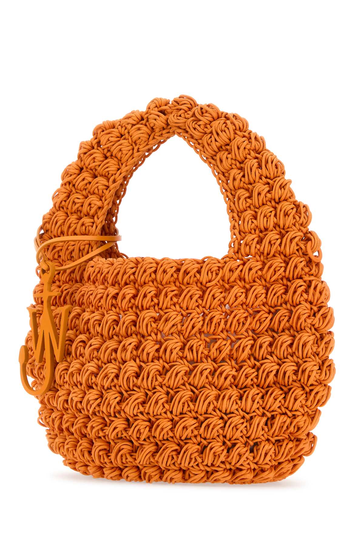 Shop Jw Anderson Orange Knit Popcorn Handbag