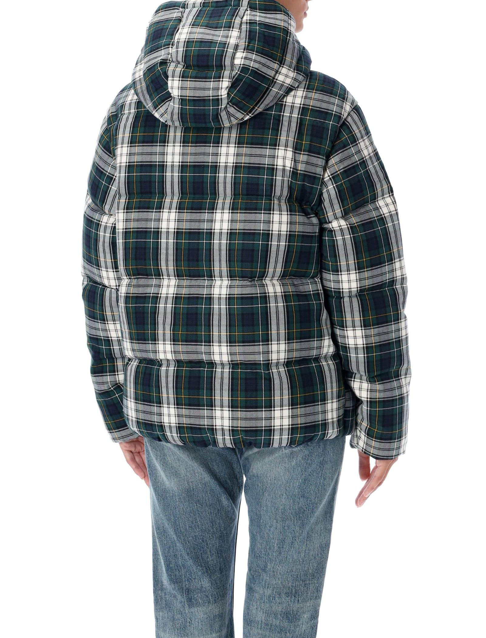 Shop Polo Ralph Lauren Check Down Jacket In Evergreen Zest