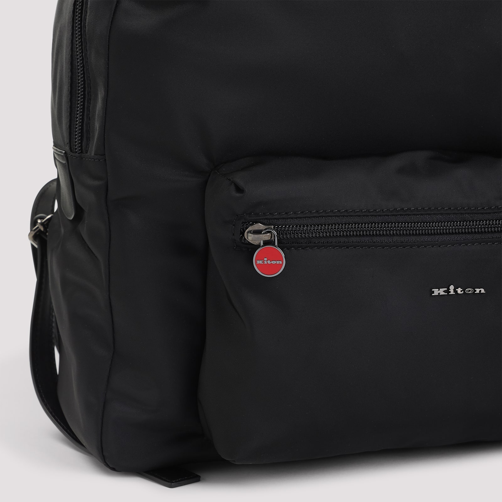 Kiton Versatile Backpack With Front Zip Pocket In Black